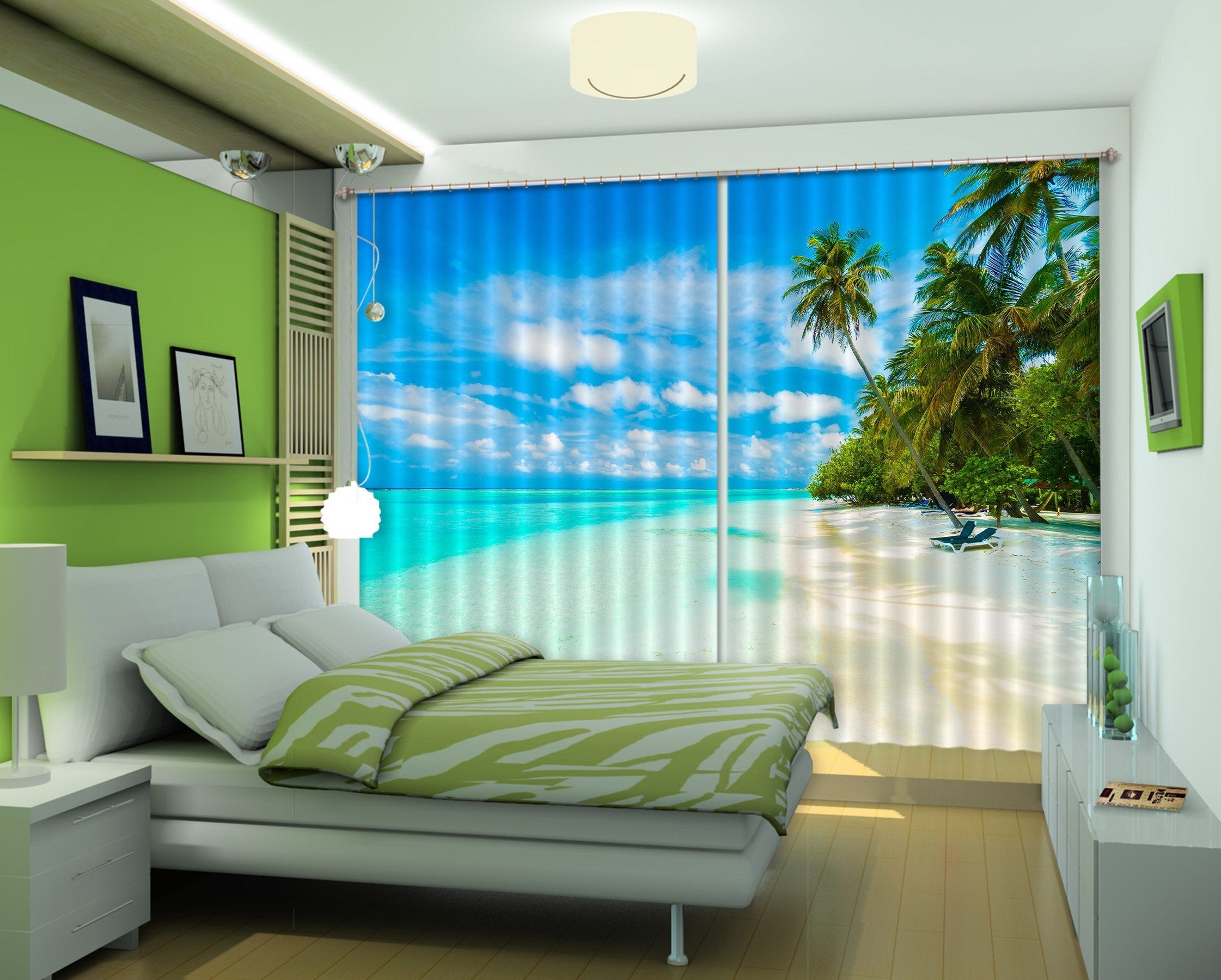 3D Beautiful Beach 527 Curtains Drapes Wallpaper AJ Wallpaper 