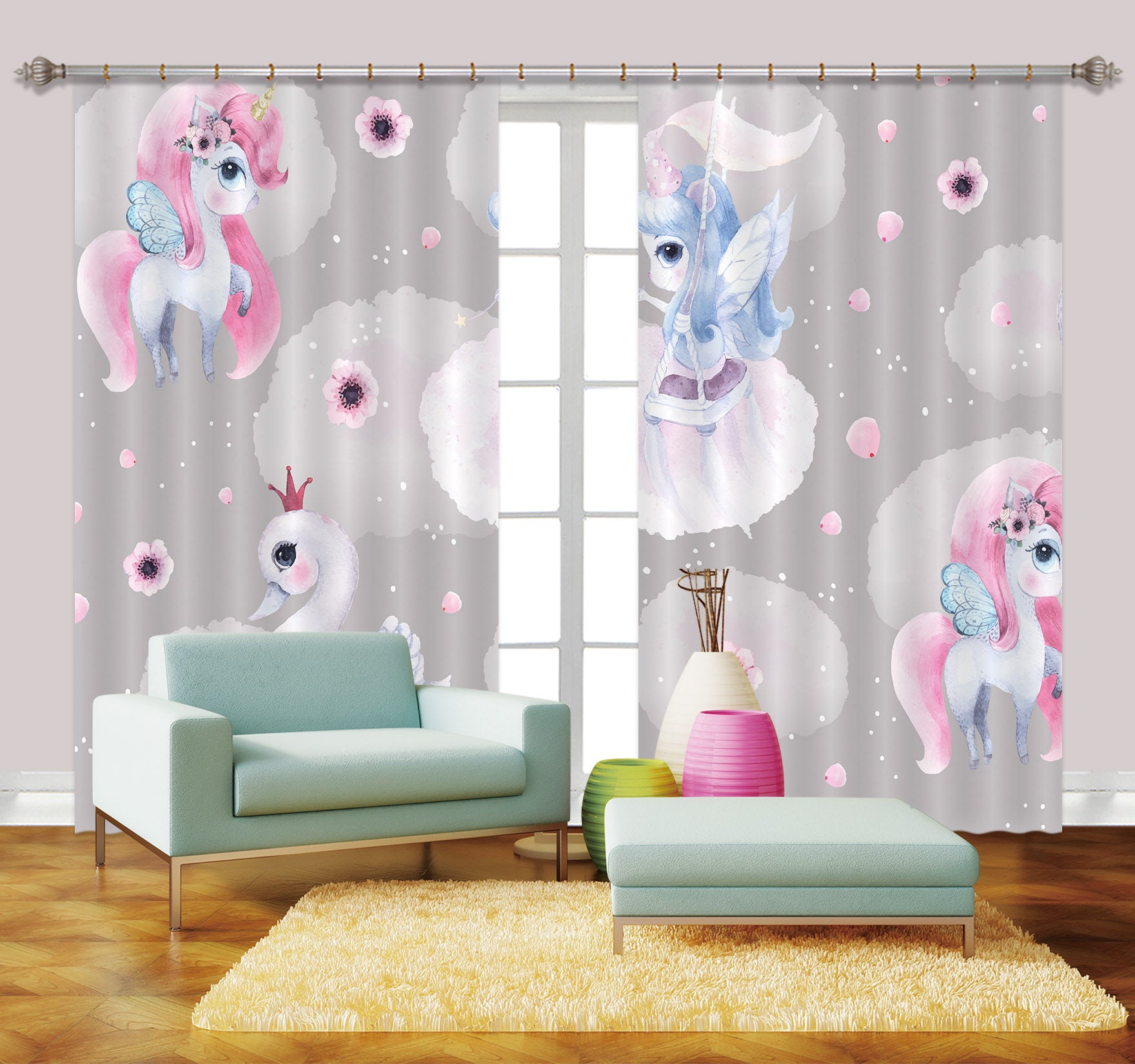 3D Cute Animal 791 Curtains Drapes