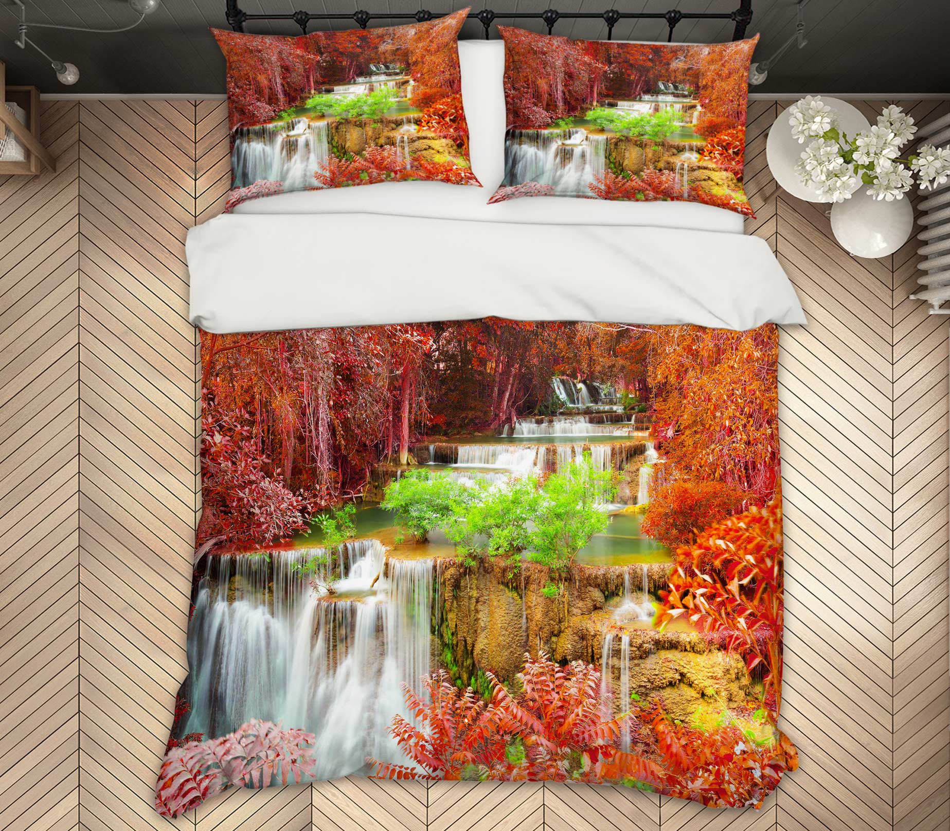 3D Mountain Waterfall 67104 Bed Pillowcases Quilt