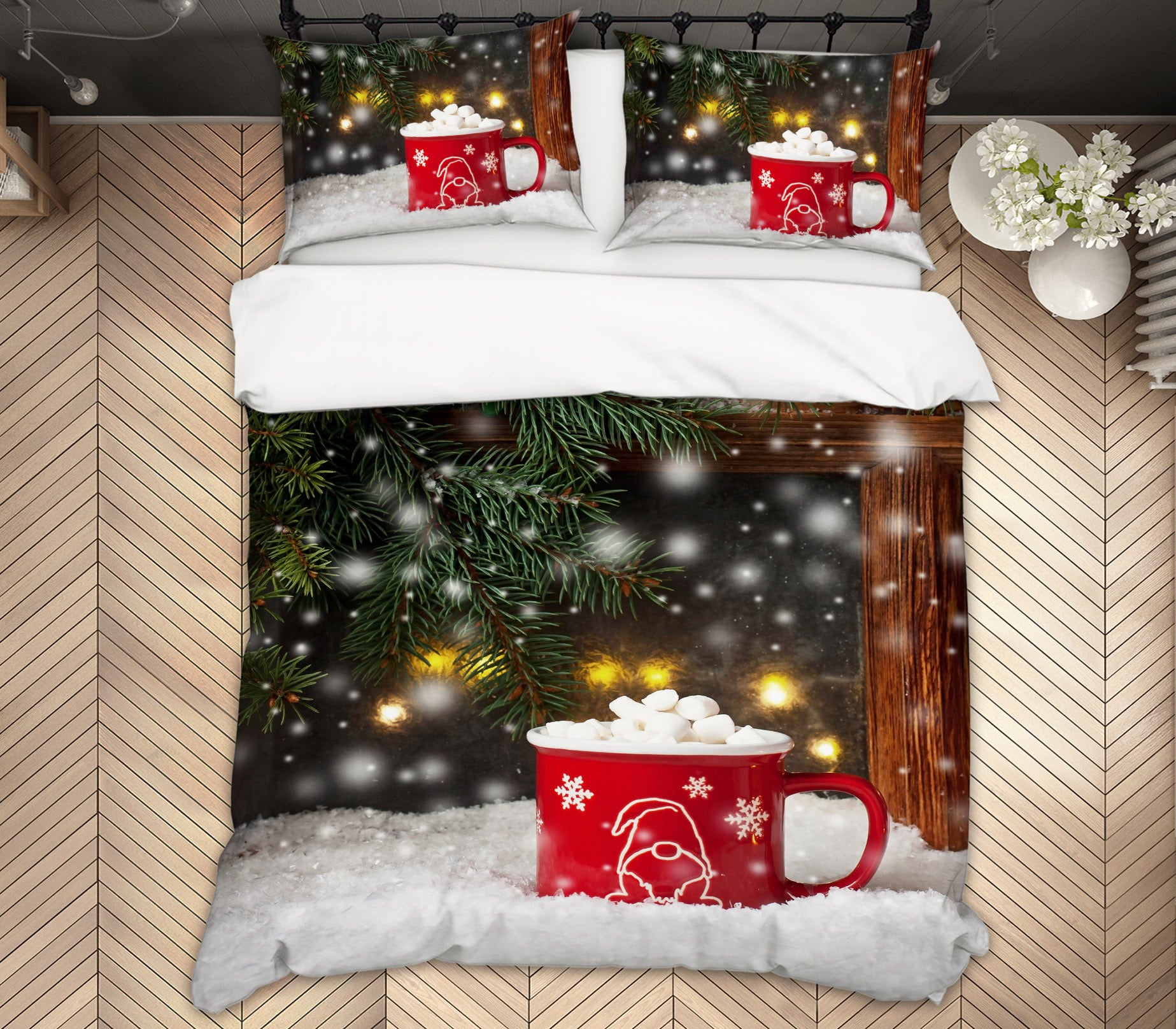 3D Snow Cup 53048 Christmas Quilt Duvet Cover Xmas Bed Pillowcases