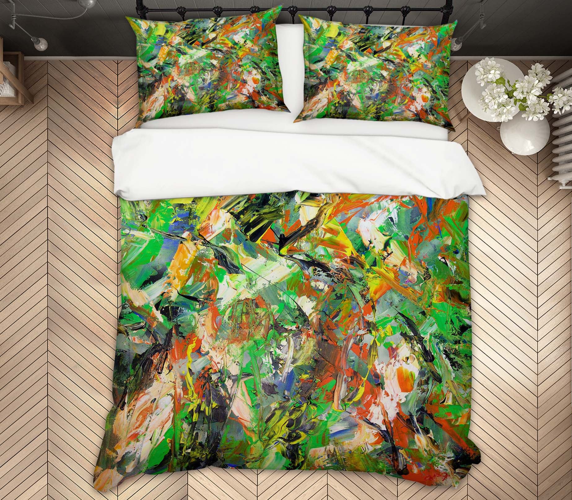 3D Green Painting 1135 Allan P. Friedlander Bedding Bed Pillowcases Quilt