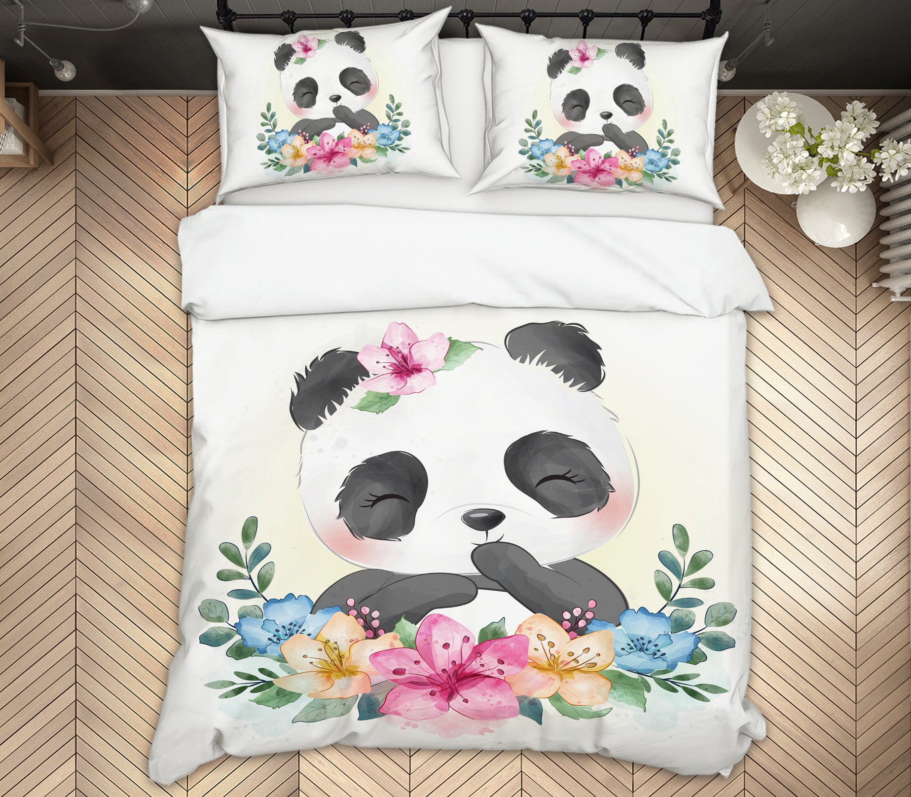 3D Flower Panda 63218 Bed Pillowcases Quilt