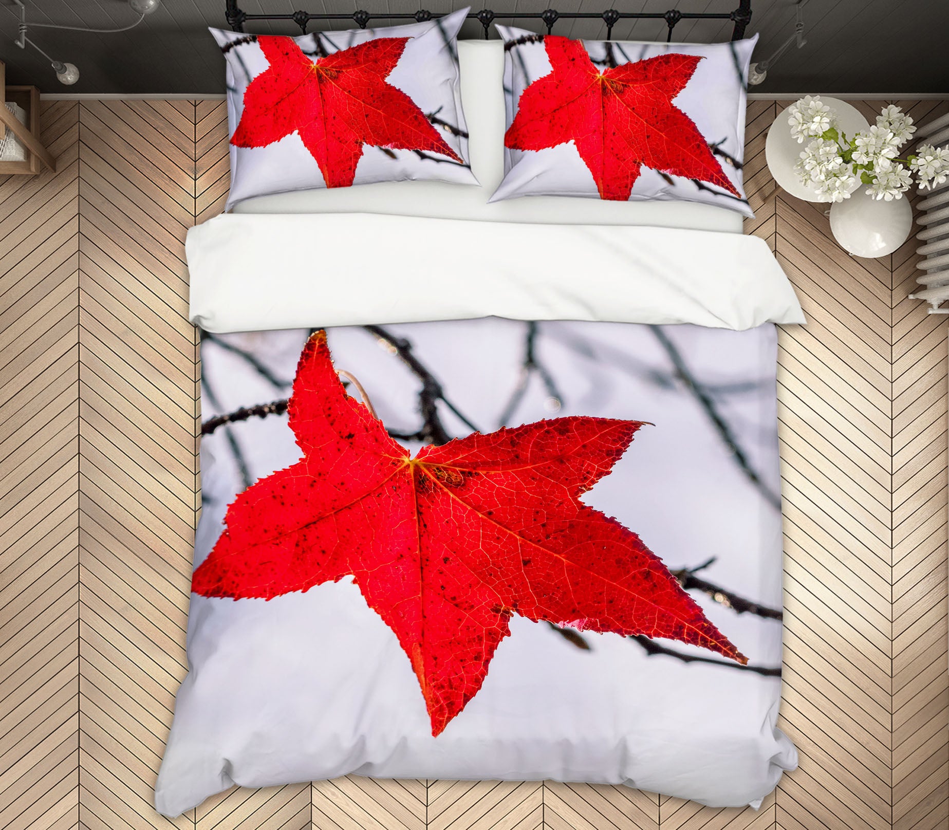 3D Red Leaf 135 Marco Carmassi Bedding Bed Pillowcases Quilt