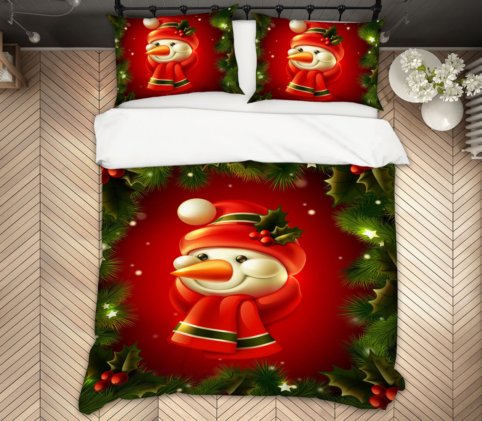 3D Snowman 52220 Christmas Quilt Duvet Cover Xmas Bed Pillowcases