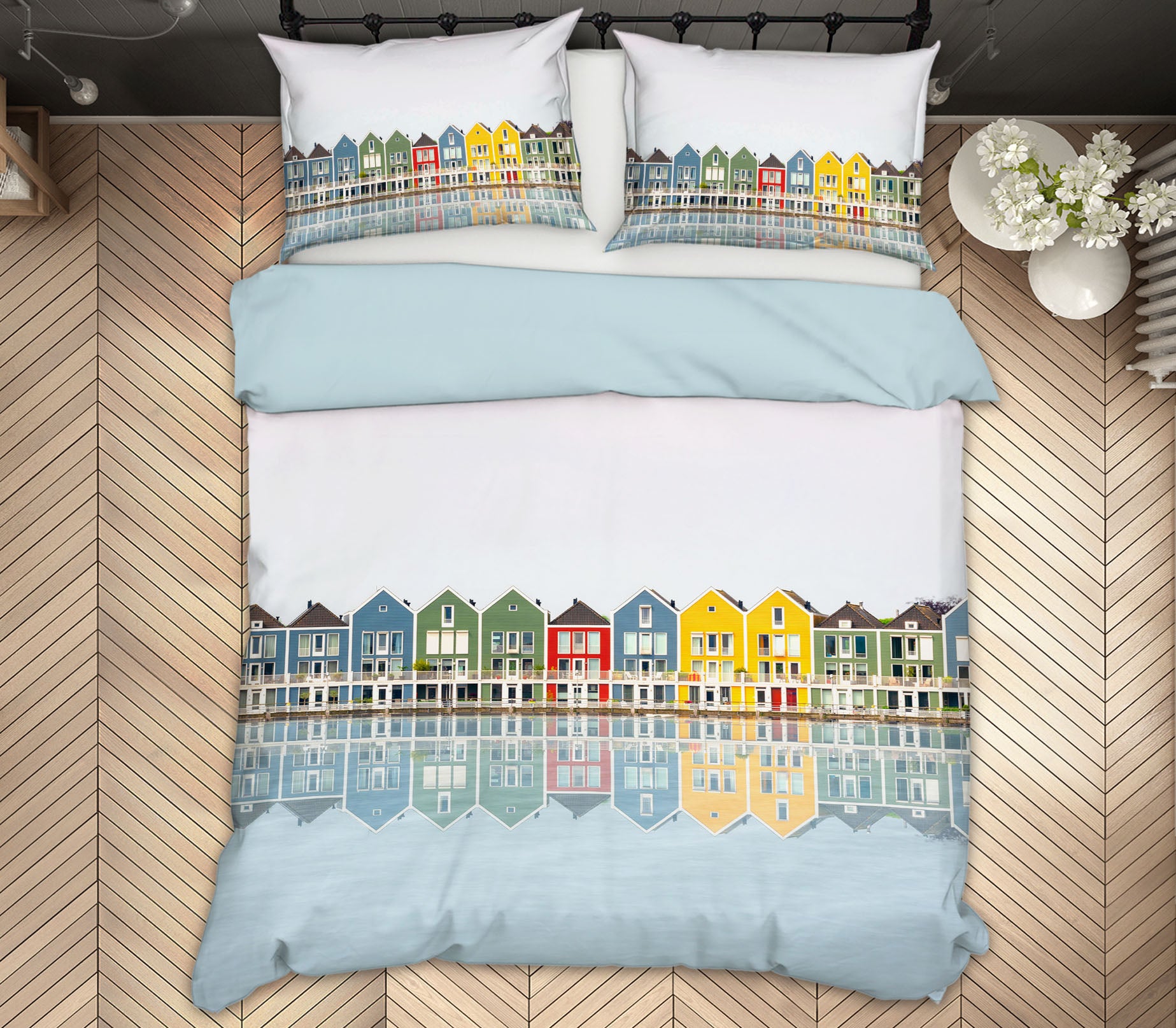 3D Coloured Houses 023 Marco Carmassi Bedding Bed Pillowcases Quilt