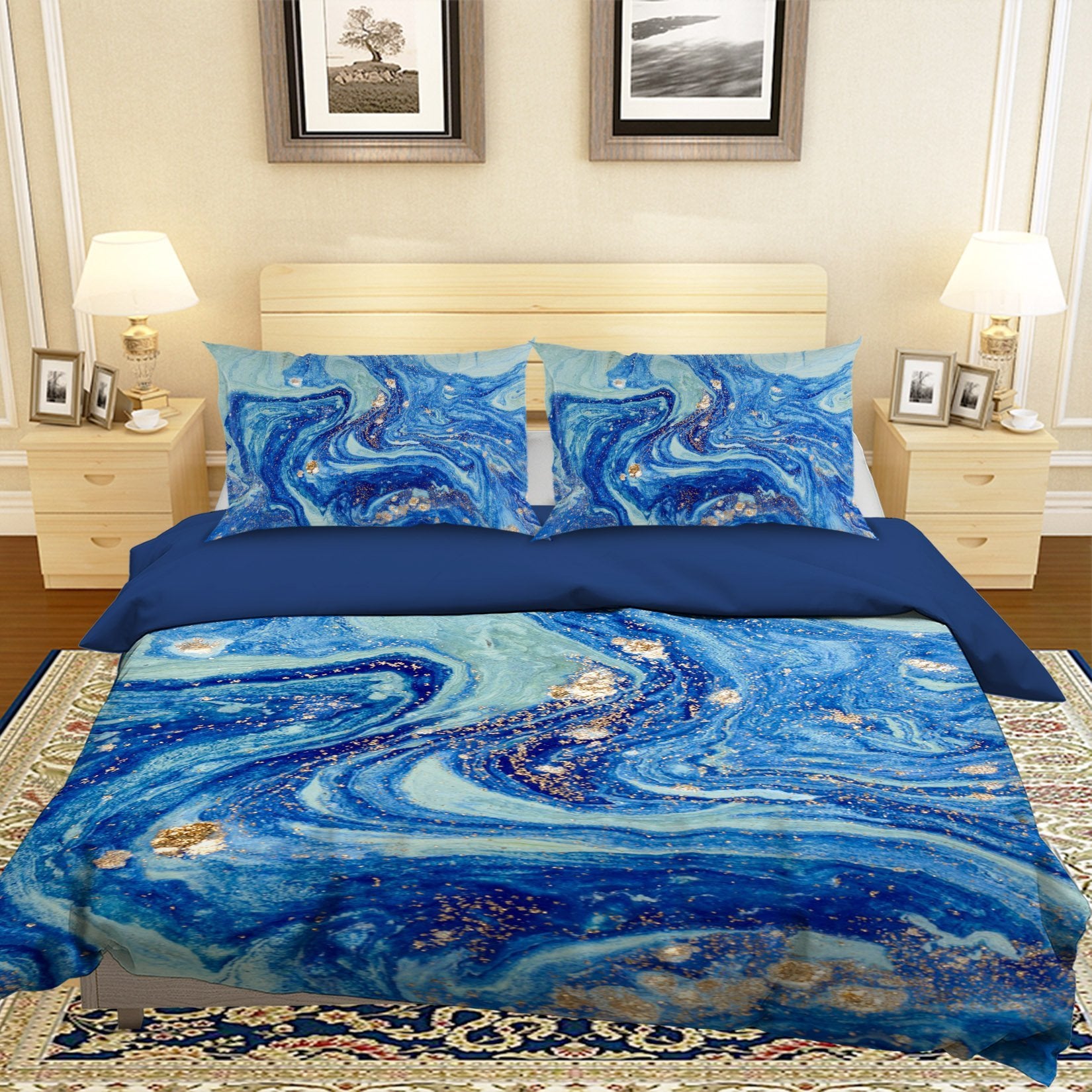 3D Dark Blue Wave 046 Bed Pillowcases Quilt Wallpaper AJ Wallpaper 