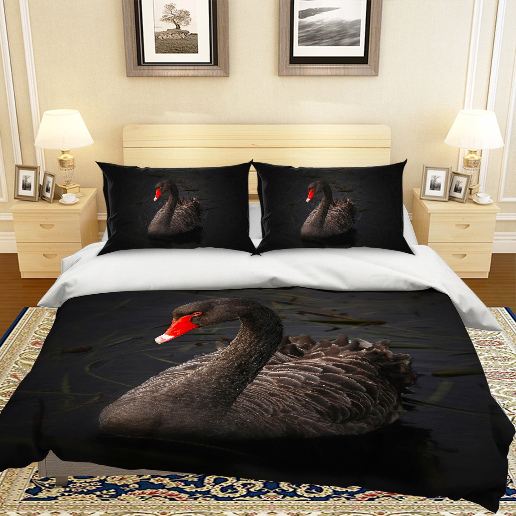 3D Black Swan 026 Bed Pillowcases Quilt