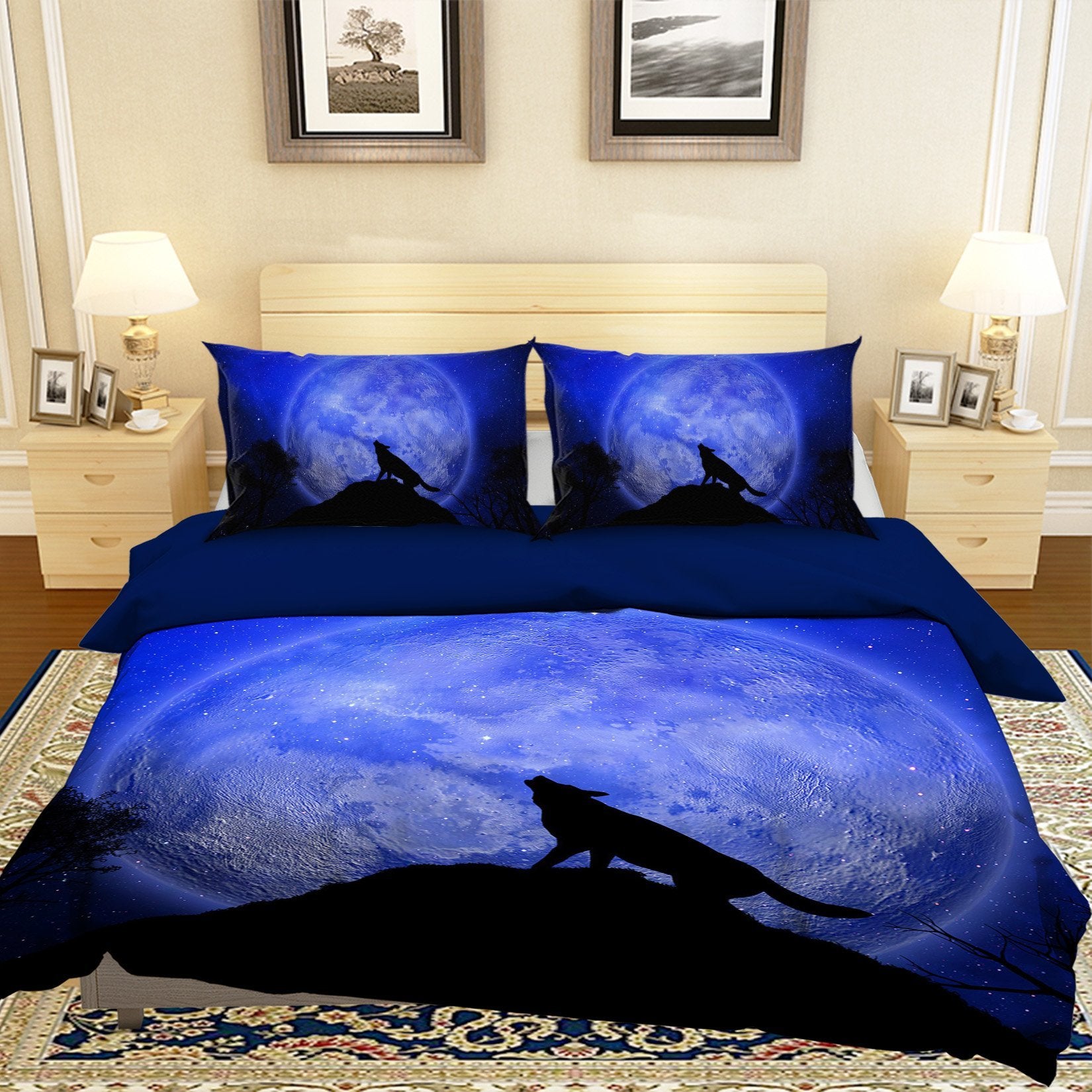 3D Moon Wolf 1906 Bed Pillowcases Quilt Quiet Covers AJ Creativity Home 