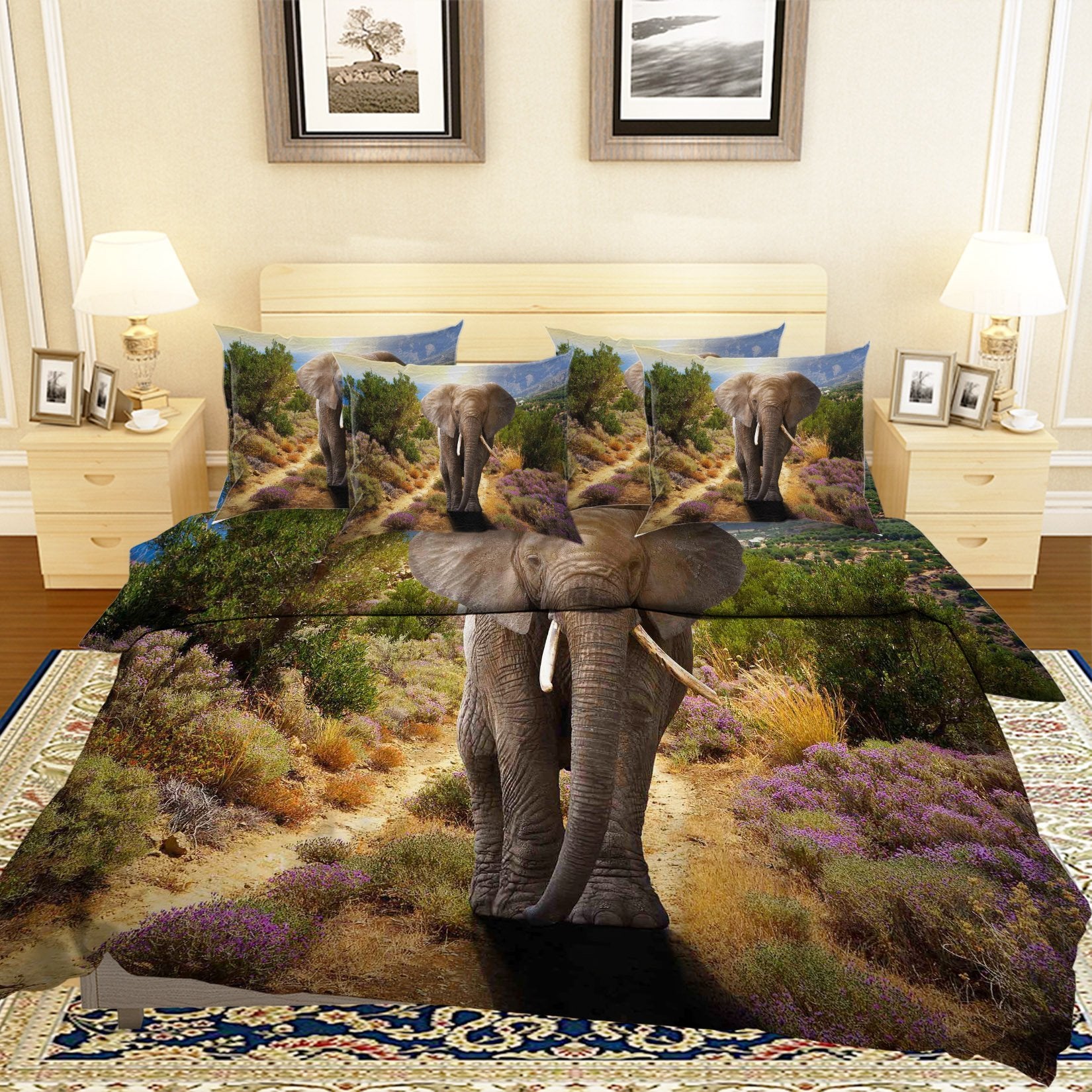 3D Elephant Road 125 Bed Pillowcases Quilt Wallpaper AJ Wallpaper 