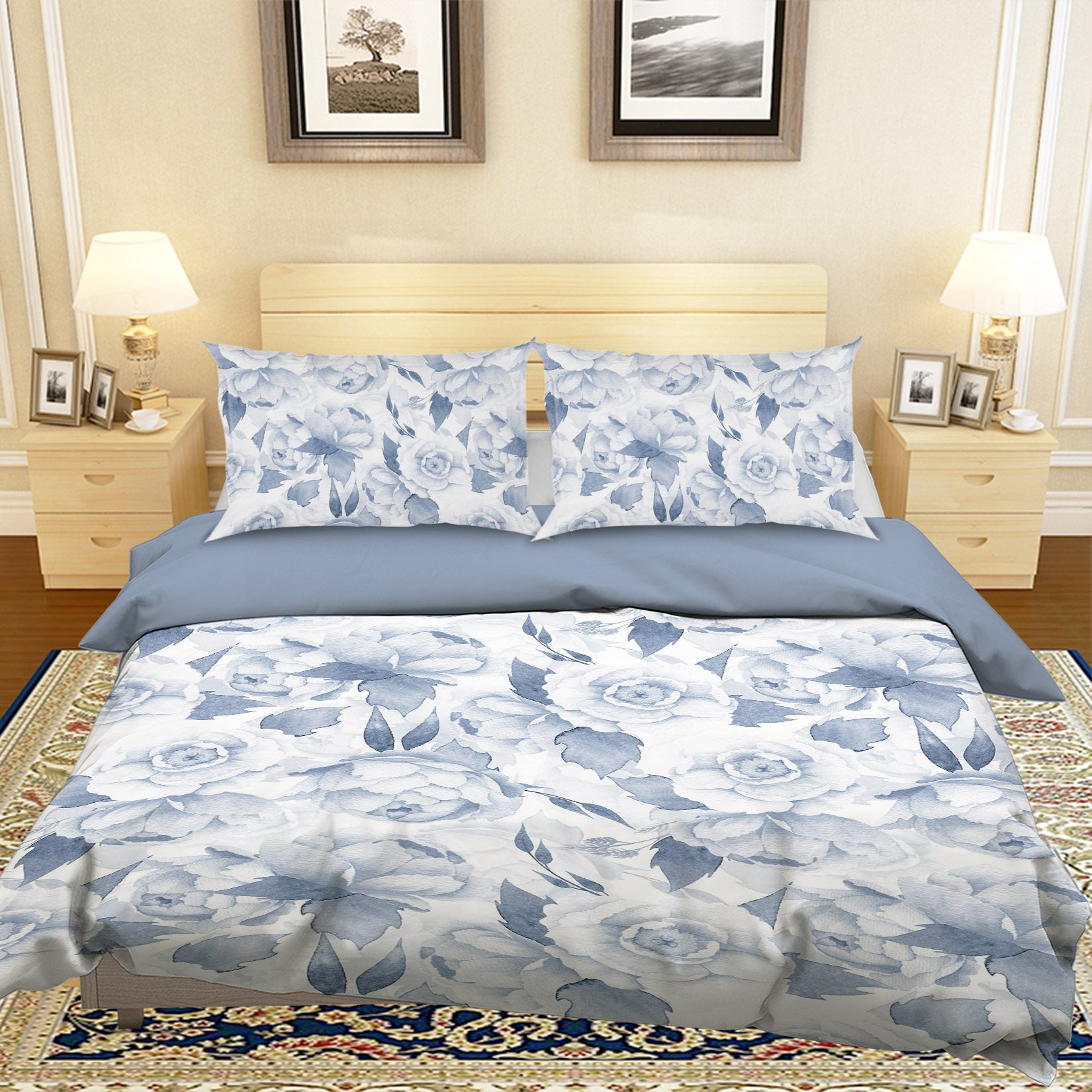 3D Blue Peony 082 Uta Naumann Bedding Bed Pillowcases Quilt