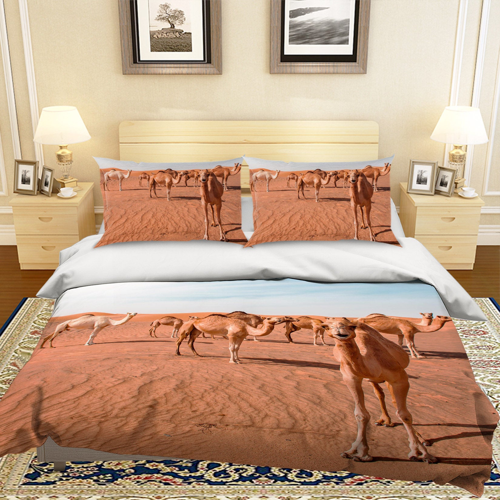 3D Desert Camel 001 Bed Pillowcases Quilt