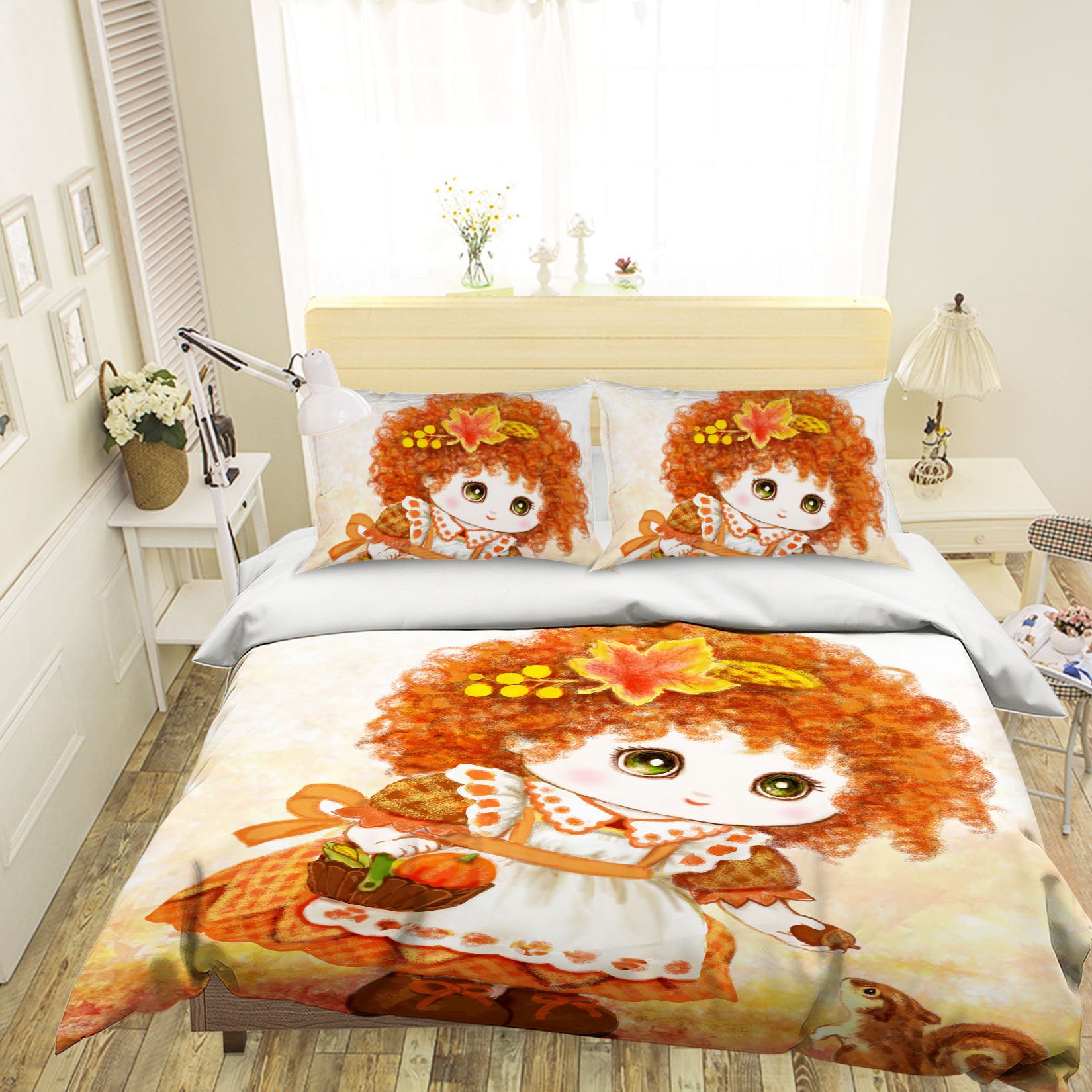 3D Maple Leaf Girl 5826 Kayomi Harai Bedding Bed Pillowcases Quilt Cover Duvet Cover