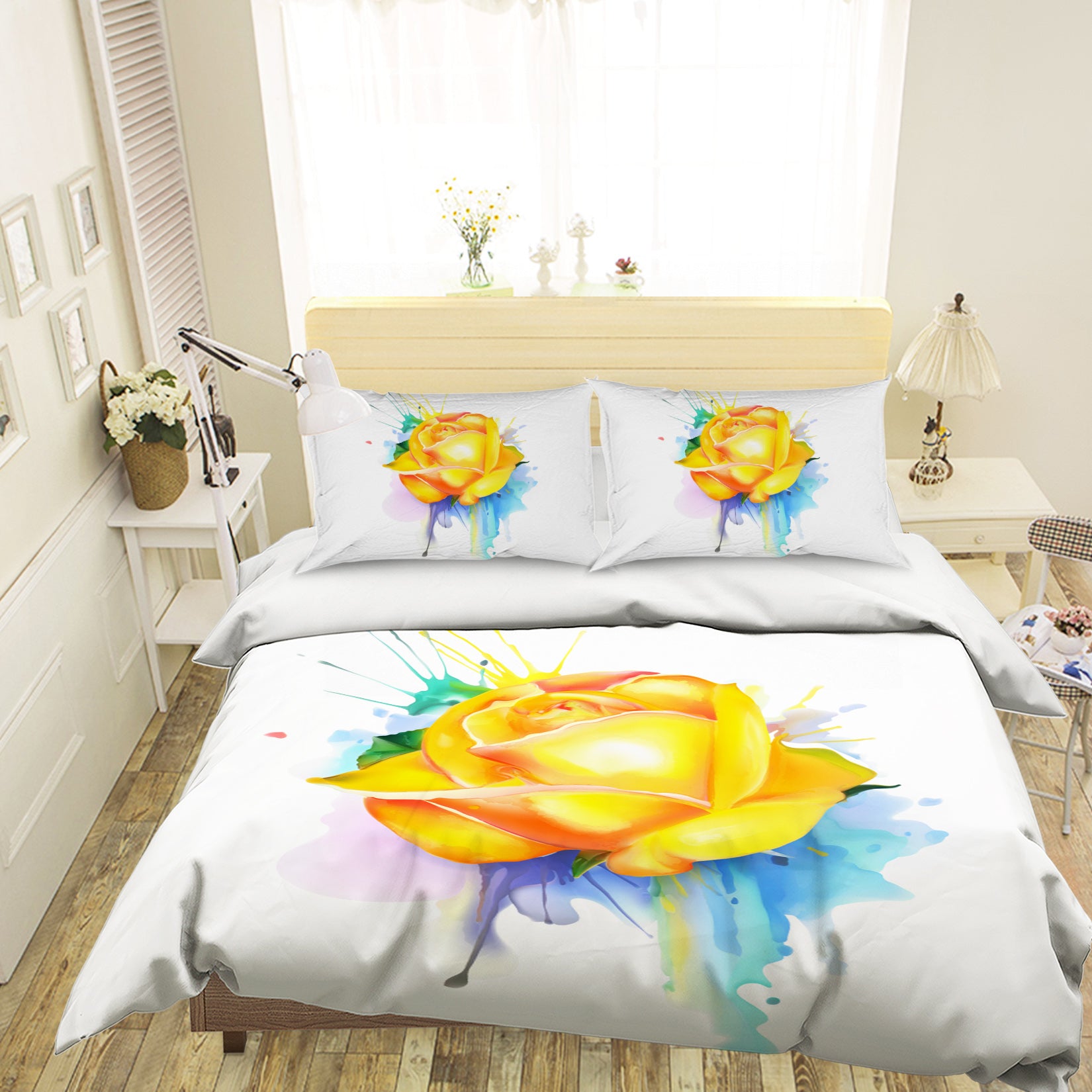 3D Yellow Flowers 63219 Bed Pillowcases Quilt