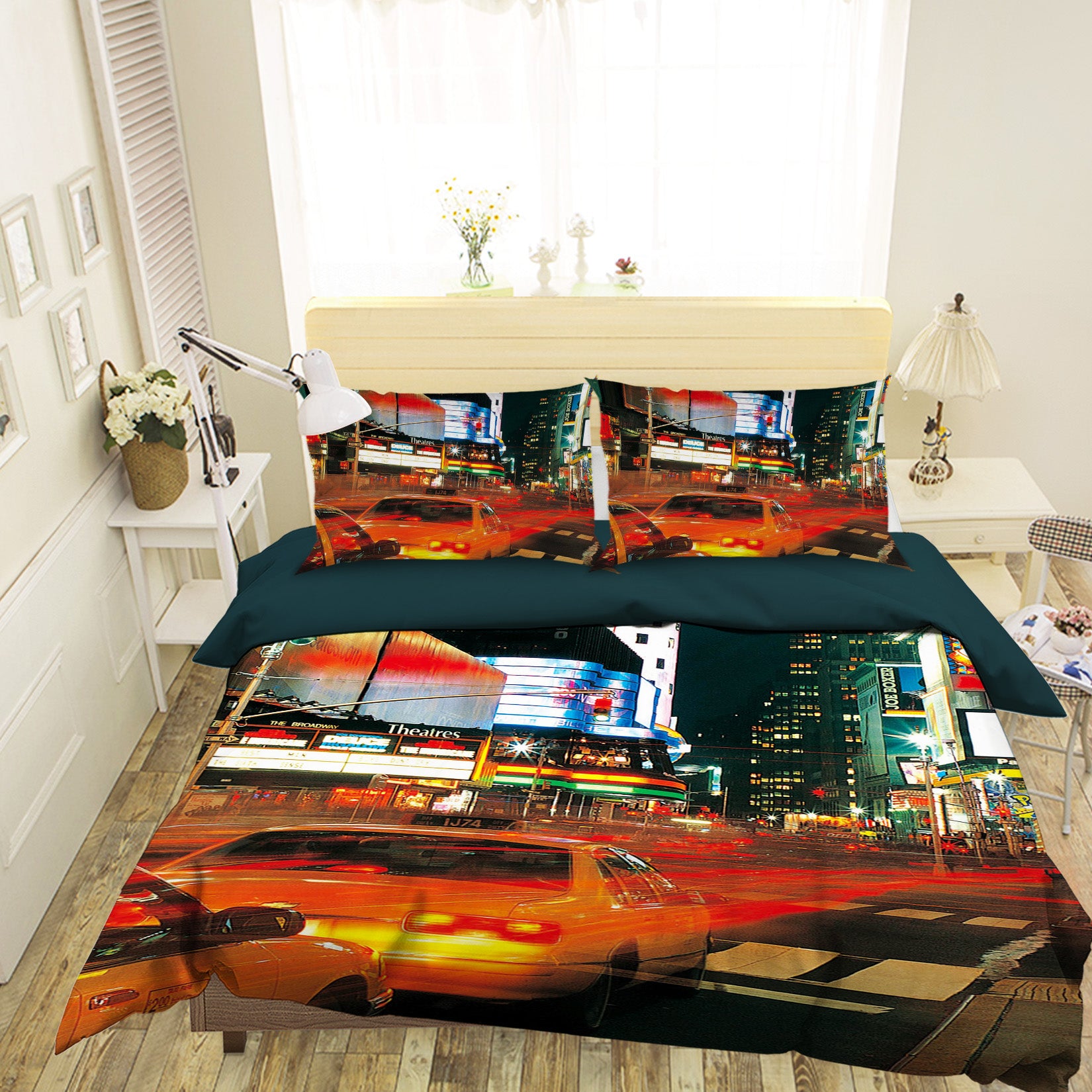 3D City Traffic 051 Bed Pillowcases Quilt