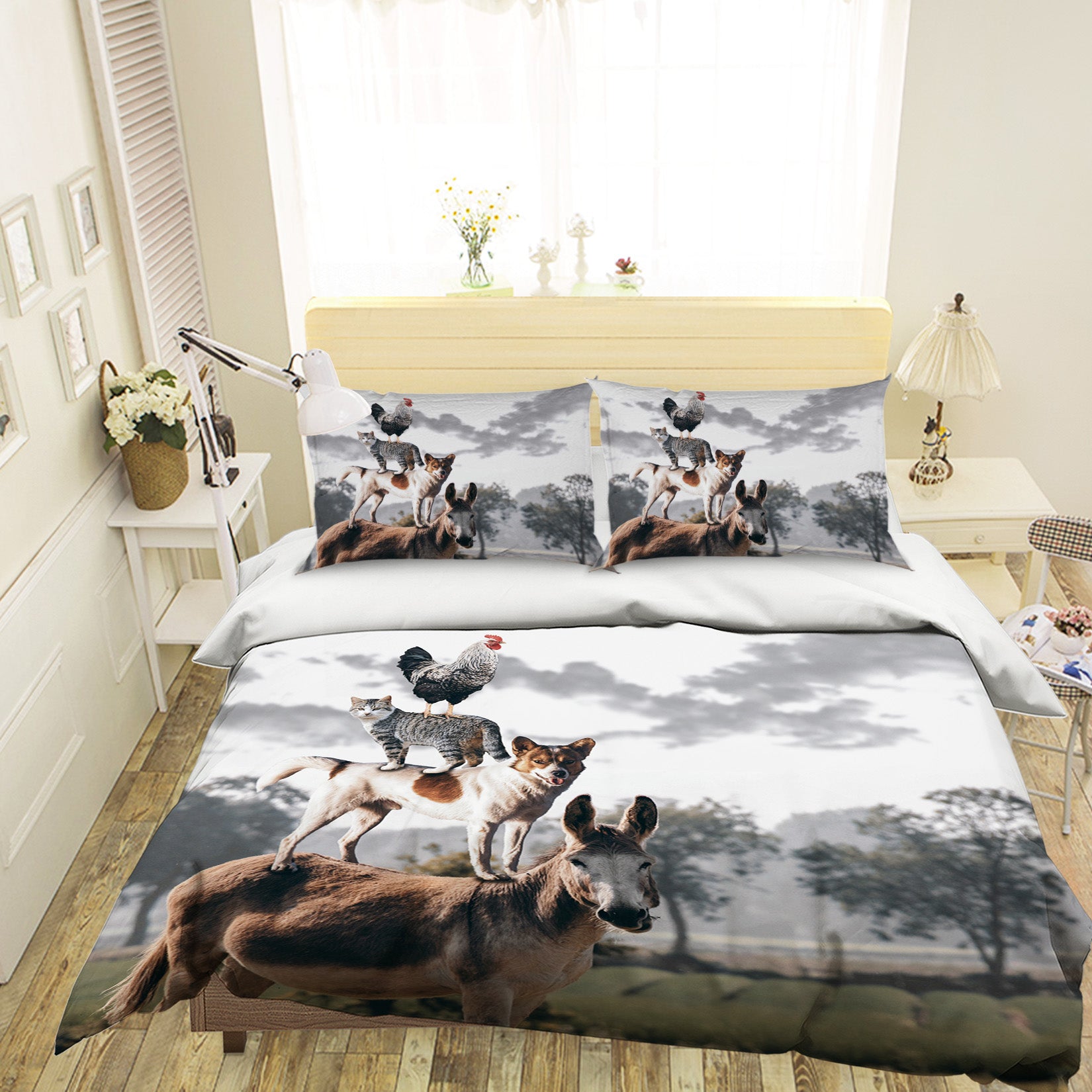 3D Donkey Dog 037 Bed Pillowcases Quilt