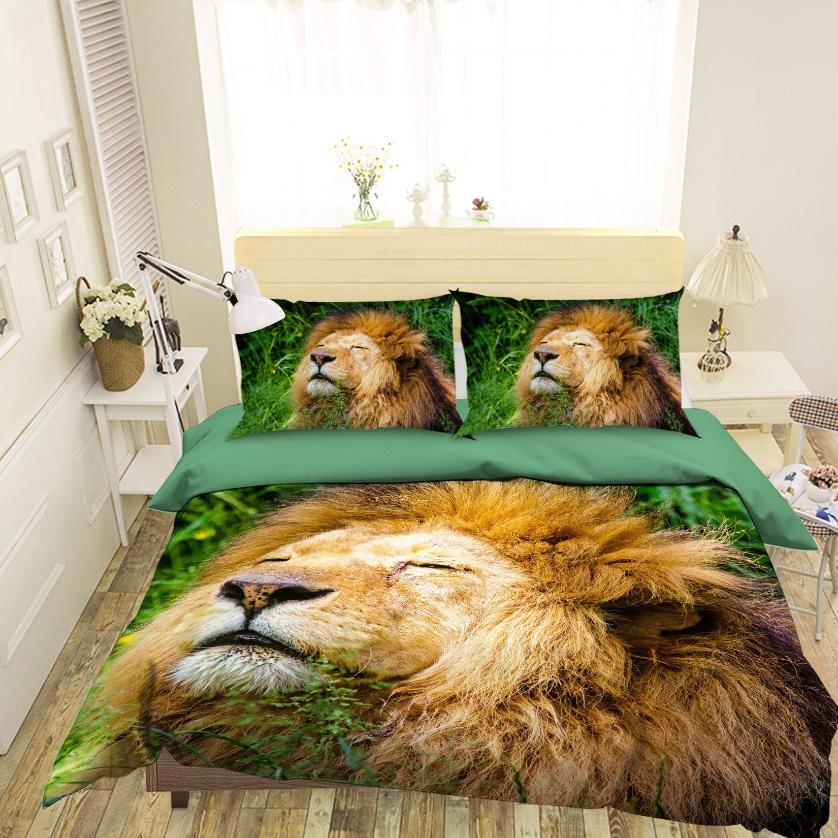 3D Leaf Lion 005 Bed Pillowcases Quilt