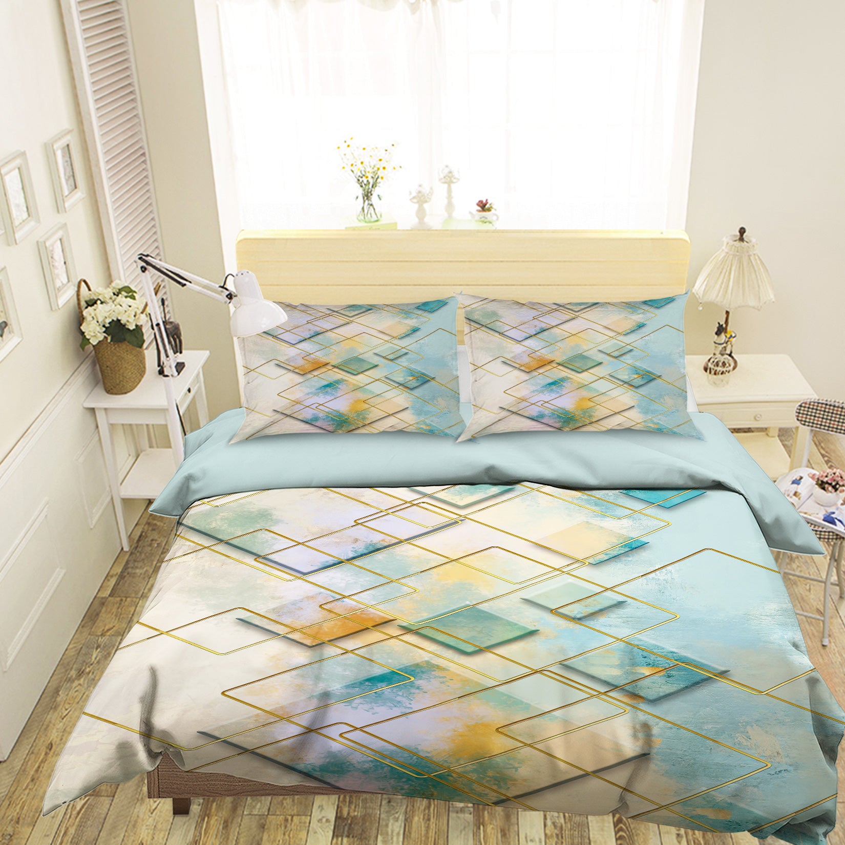 3D Diamond Pattern 67062 Bed Pillowcases Quilt