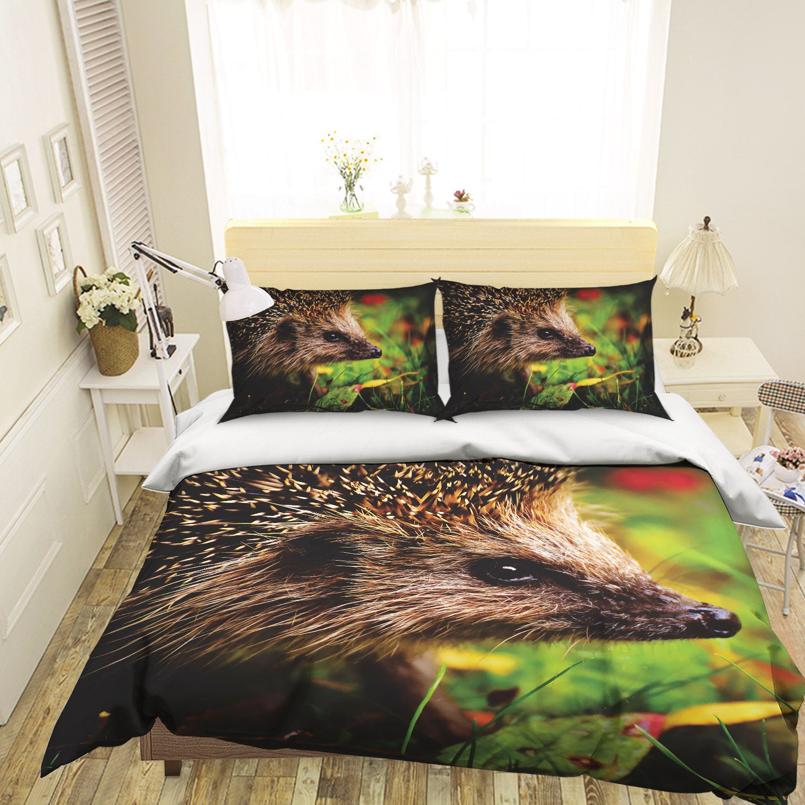 3D Hedgehog Leaves 058 Bed Pillowcases Quilt