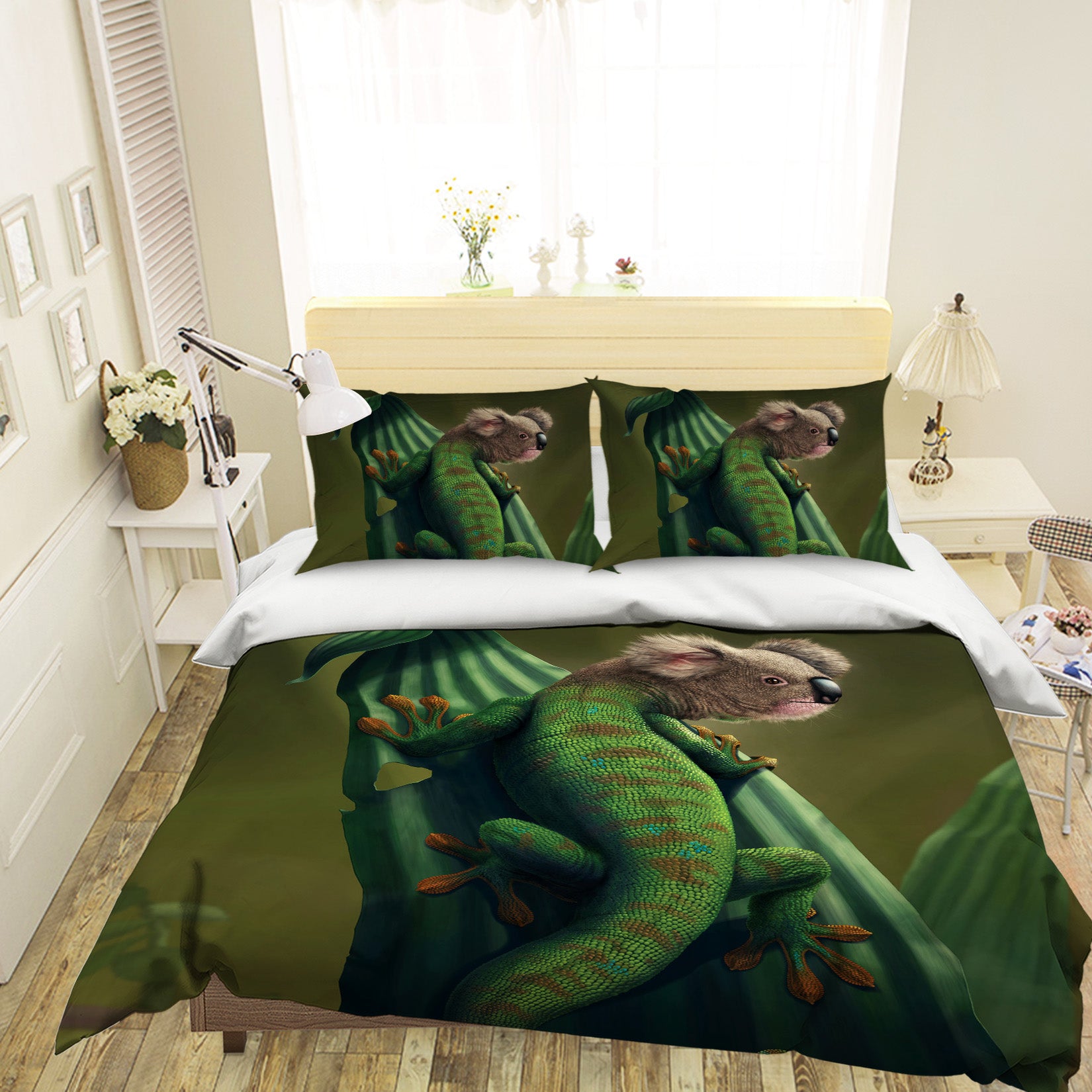 3D Gekoala Chameleon 046 Bed Pillowcases Quilt Exclusive Designer Vincent