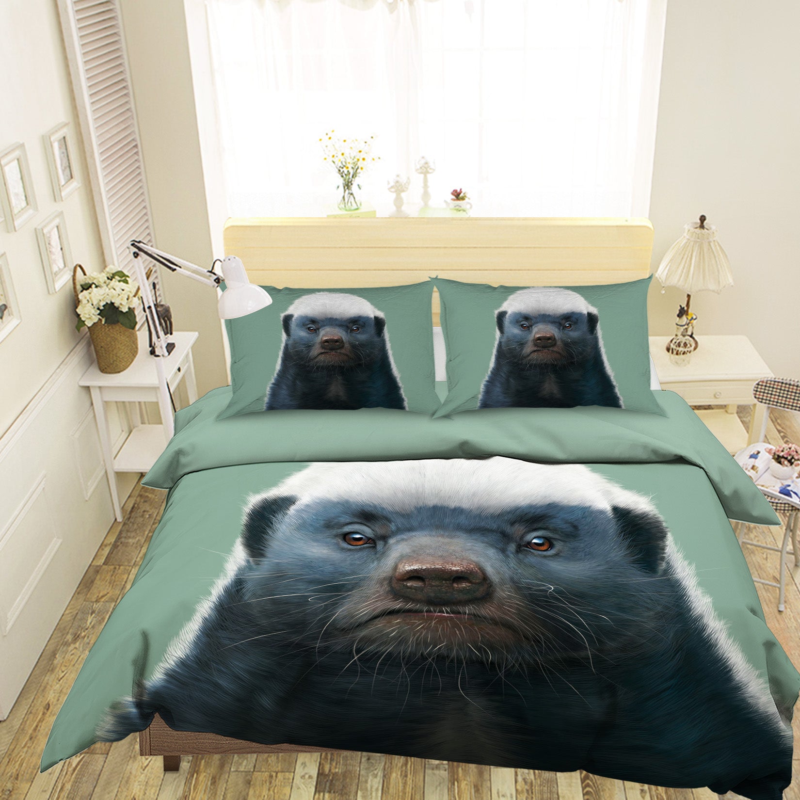 3D Honey Badger Portrait 051 Bed Pillowcases Quilt Exclusive Designer Vincent