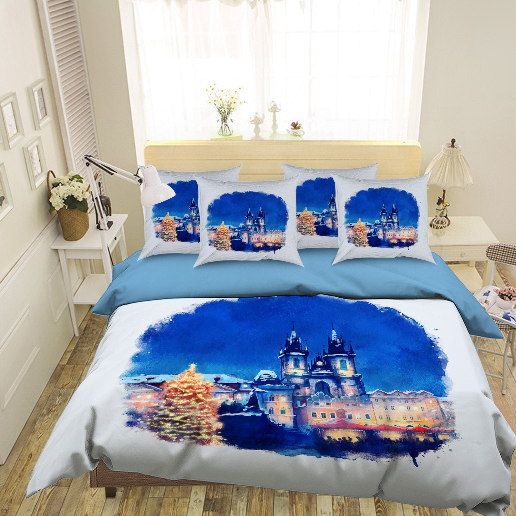 3D Blue Sky Castle 060 Bed Pillowcases Quilt Wallpaper AJ Wallpaper 