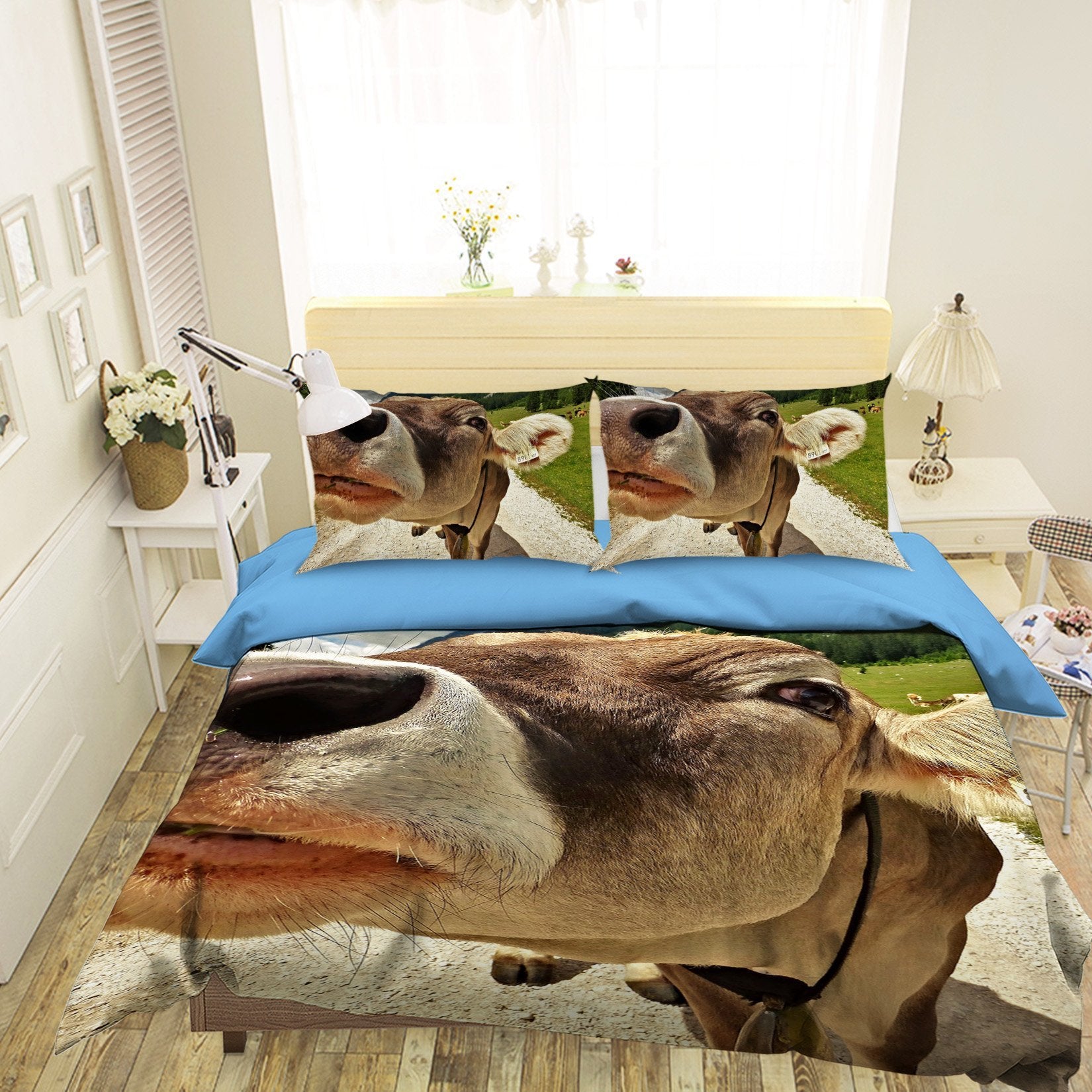 3D Small Road Cow 1929 Bed Pillowcases Quilt Quiet Covers AJ Creativity Home 