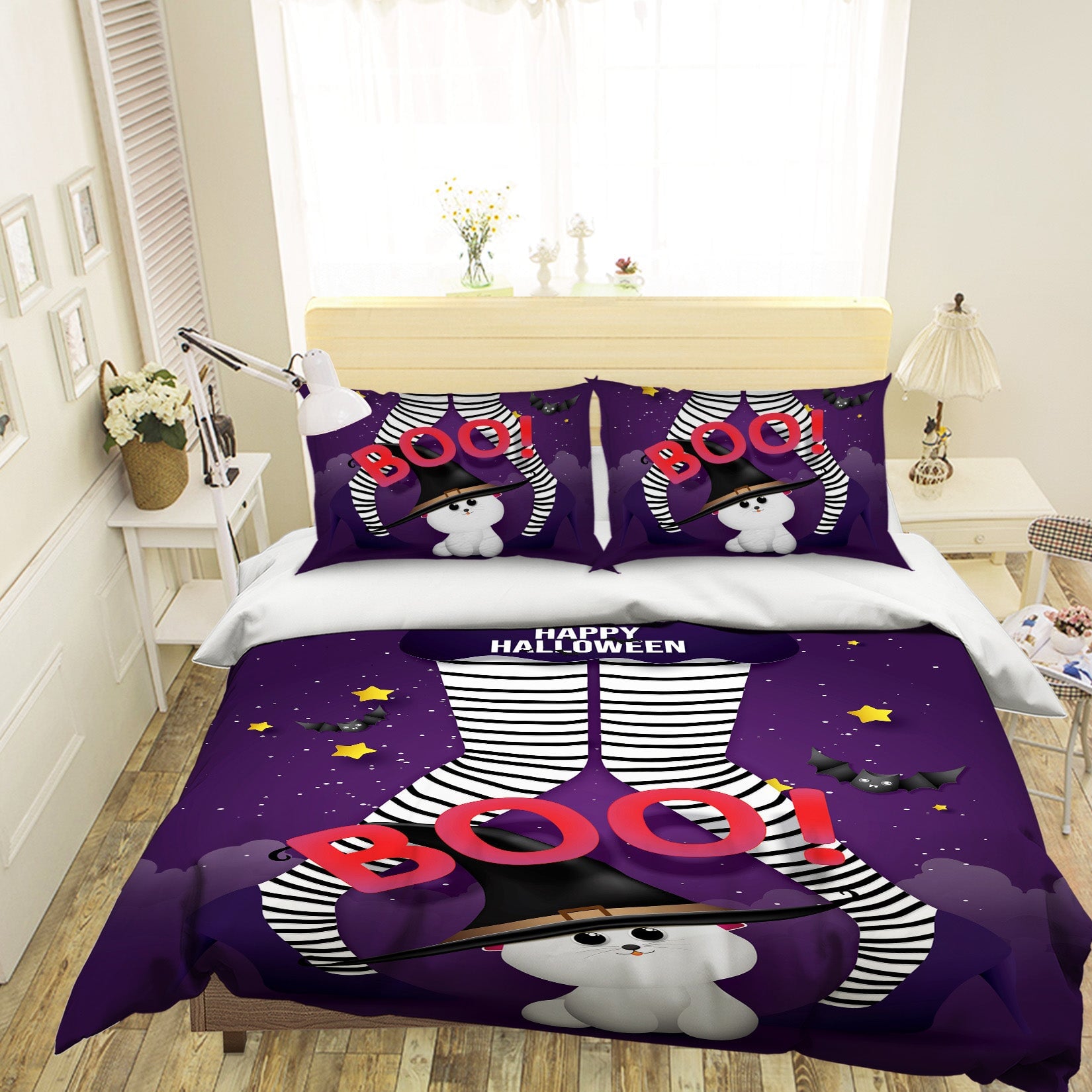 3D High Heel Hat Cat 1205 Halloween Bed Pillowcases Quilt Quiet Covers AJ Creativity Home 