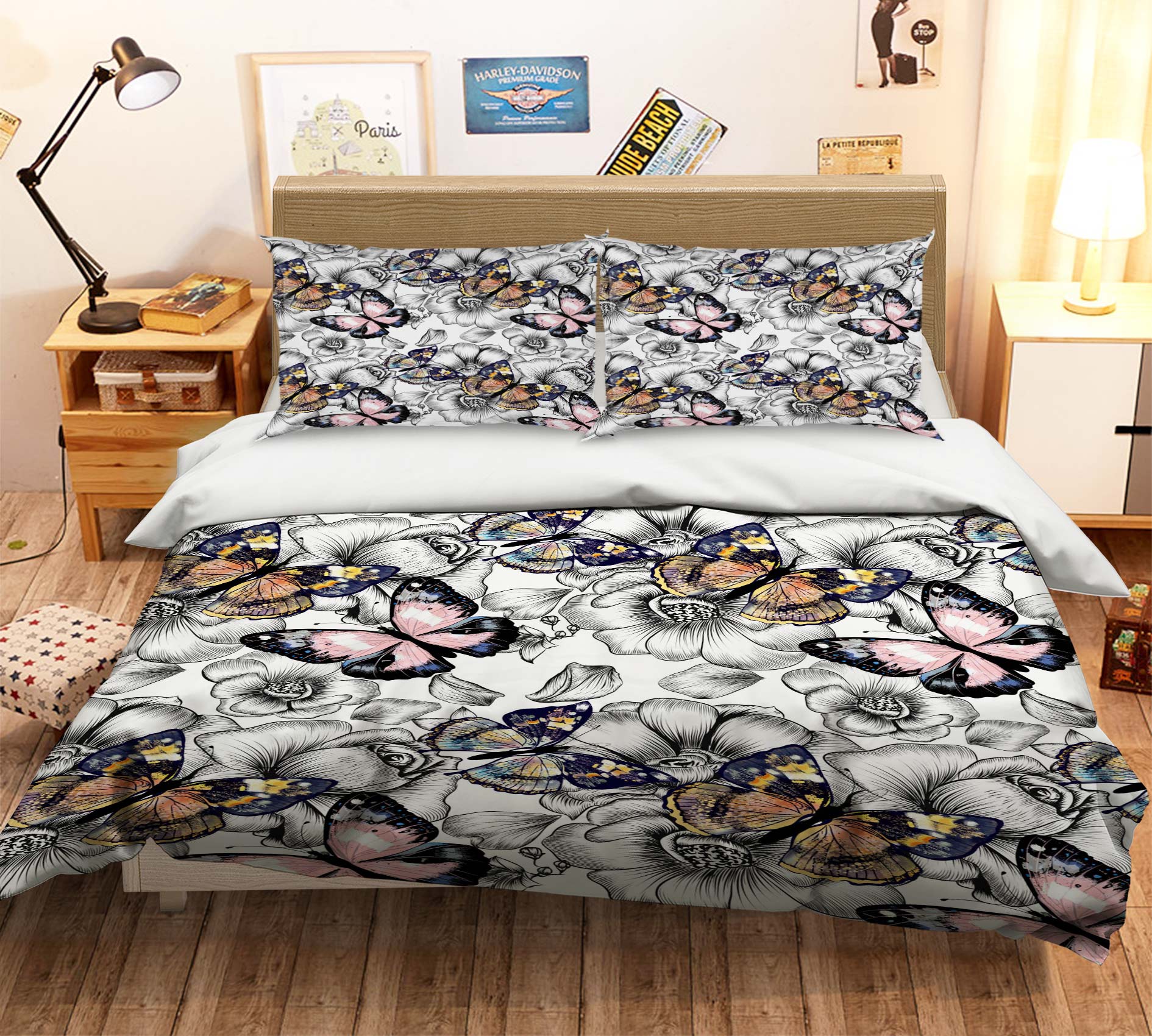 3D Butterfly Pattern 67175 Bed Pillowcases Quilt