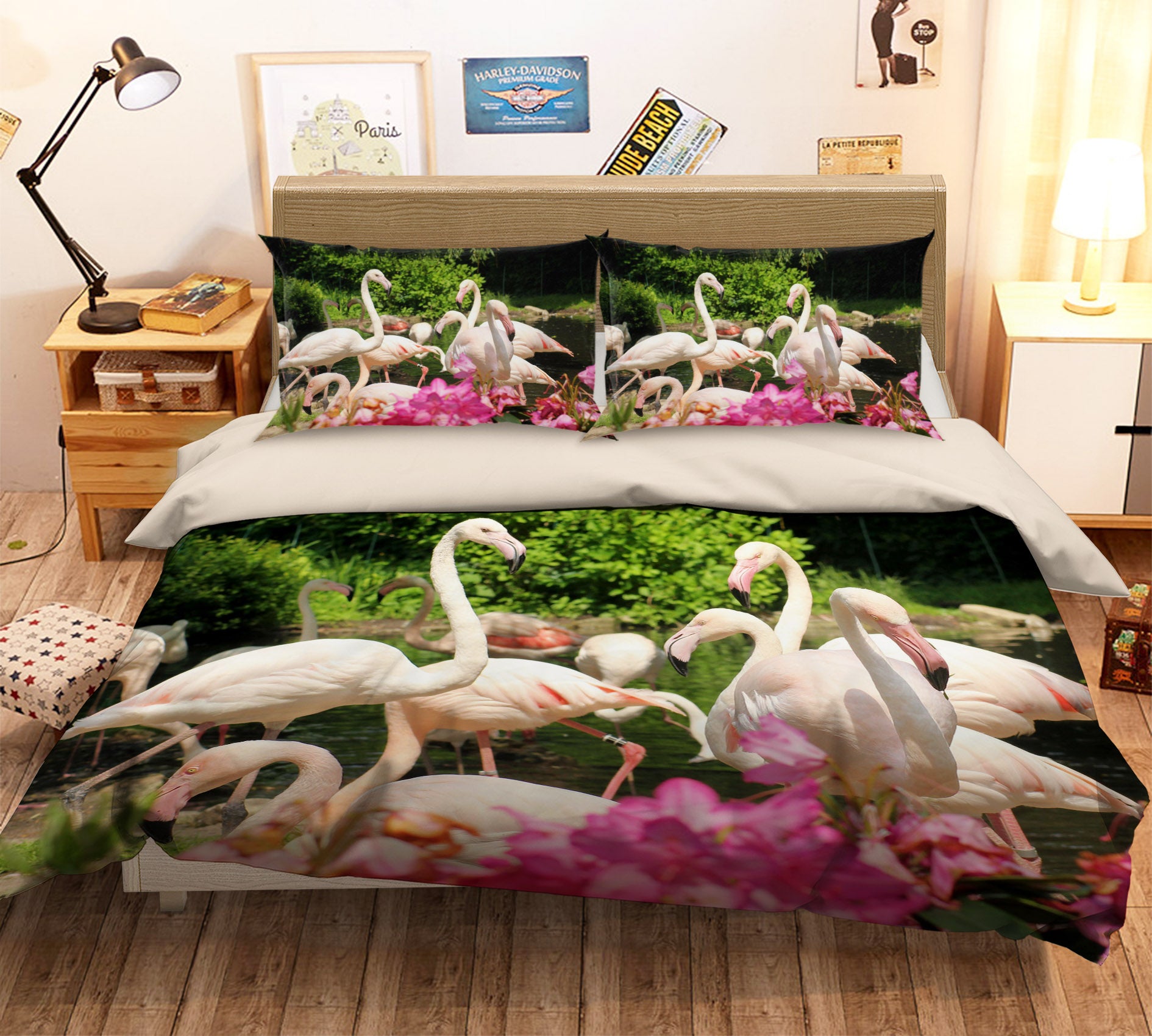 3D Flower Flamingo 054 Bed Pillowcases Quilt