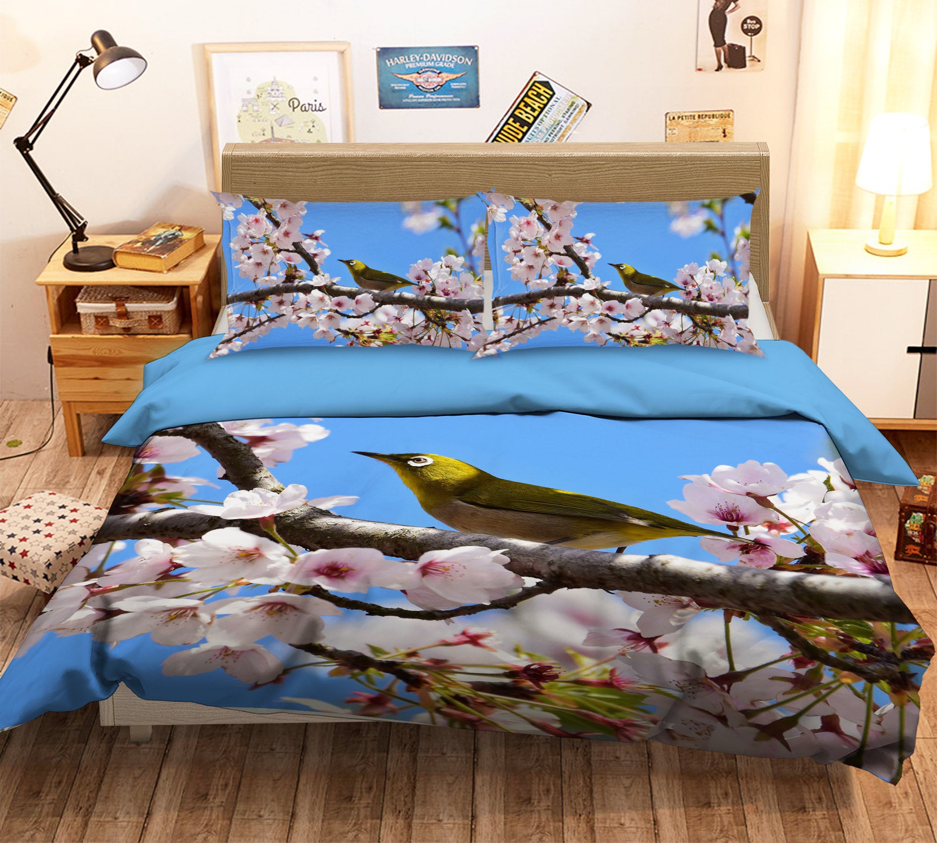 3D Magpie Peach Blossom 012 Bed Pillowcases Quilt