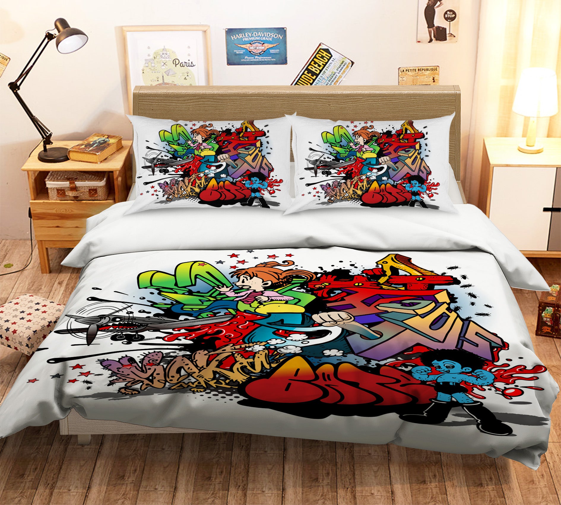 3D Graffiti Letters 67022 Bed Pillowcases Quilt