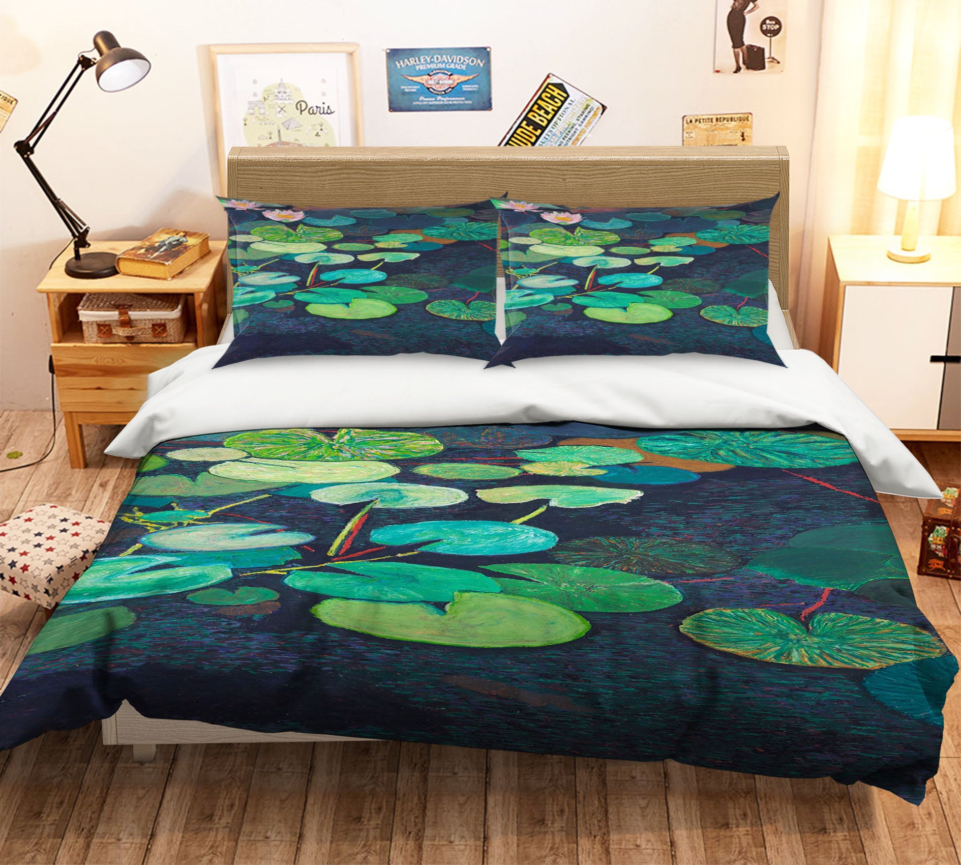 3D Green Lotus Leaf 1107 Allan P. Friedlander Bedding Bed Pillowcases Quilt