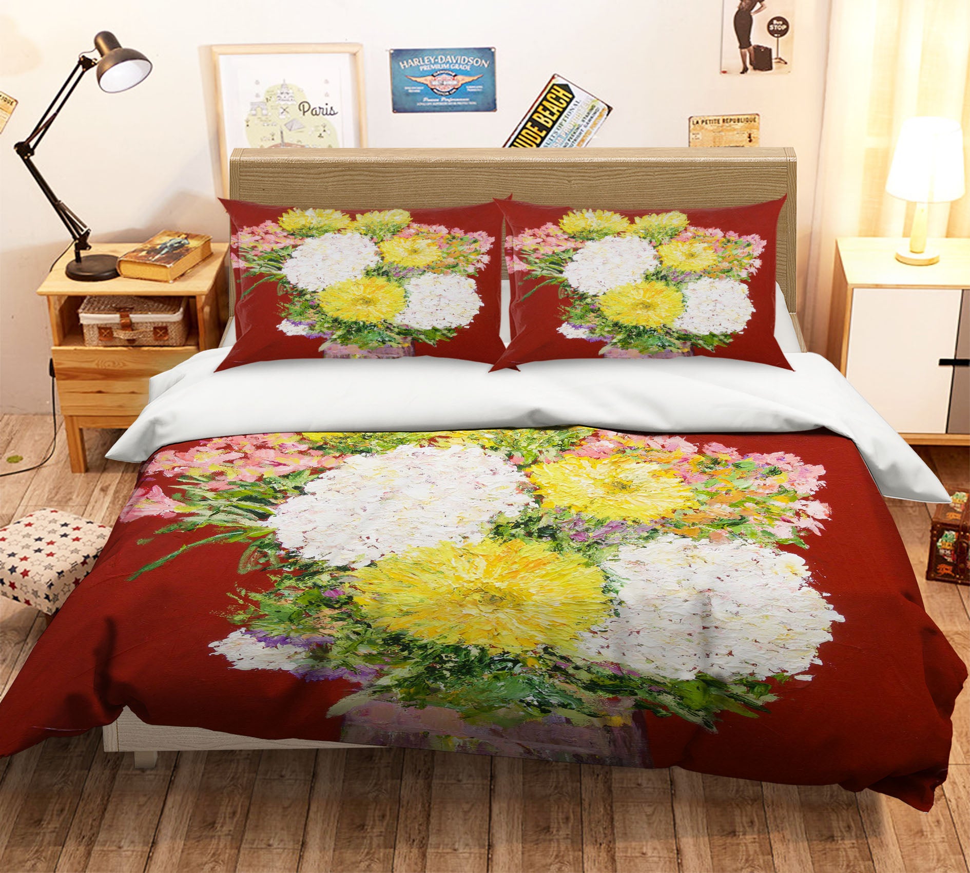 3D Paint Chrysanthemum 1090 Allan P. Friedlander Bedding Bed Pillowcases Quilt