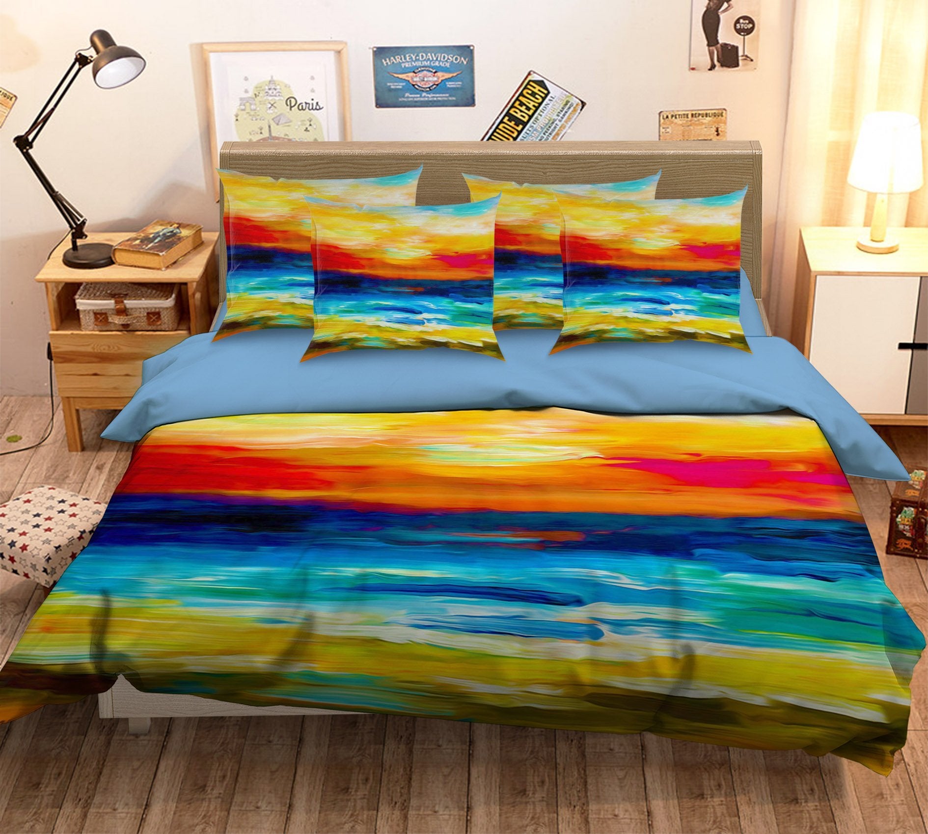 3D Paint Sunset 076 Bed Pillowcases Quilt Wallpaper AJ Wallpaper 