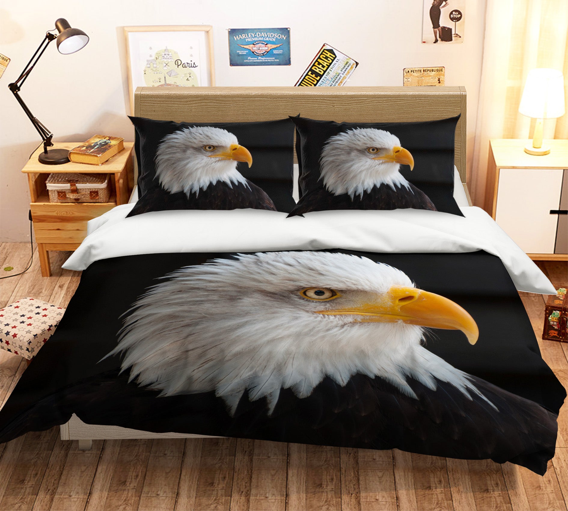 3D White Eagle 018 Bed Pillowcases Quilt