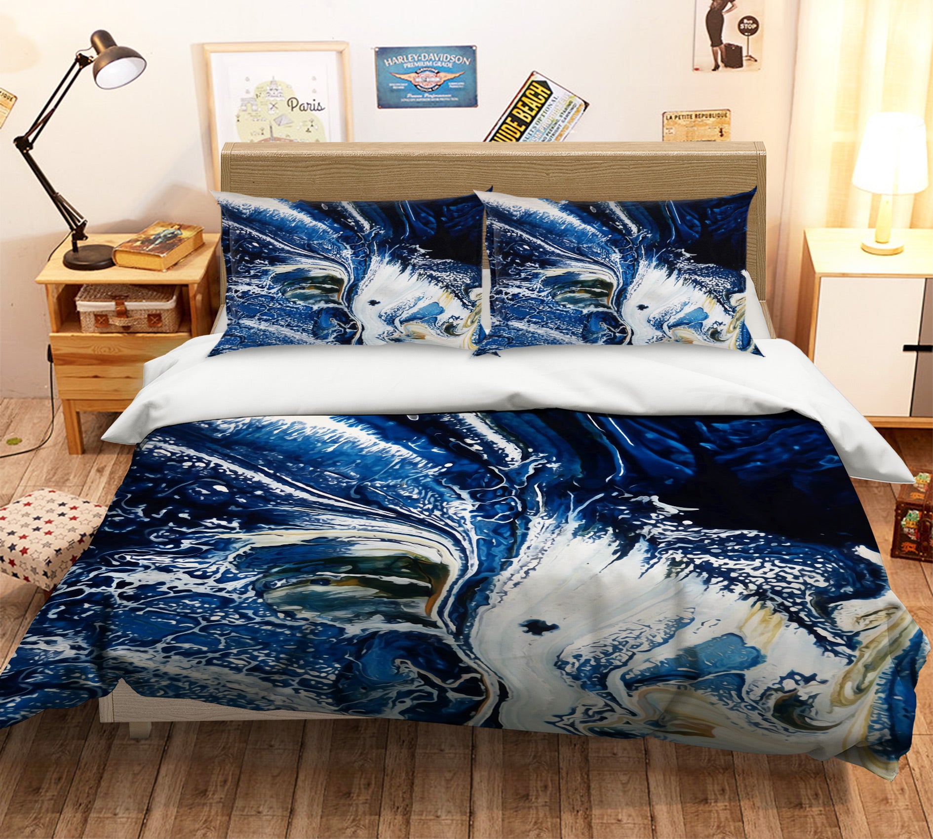 3D Dark Blue Pattern 67051 Bed Pillowcases Quilt