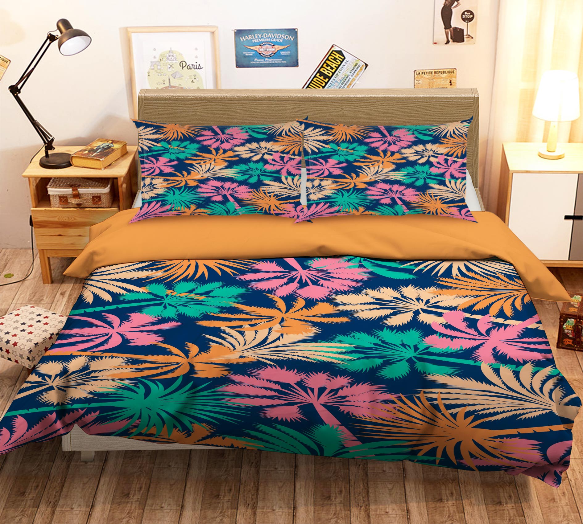 3D Colored Leaves 67168 Bed Pillowcases Quilt