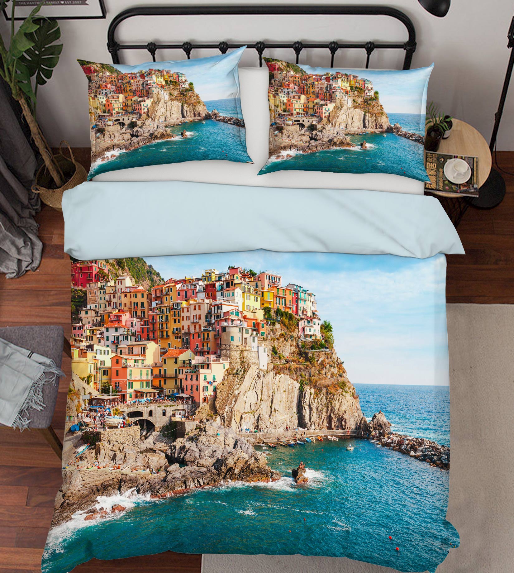 3D Seaside Mountain Houses 67082 Bed Pillowcases Quilt