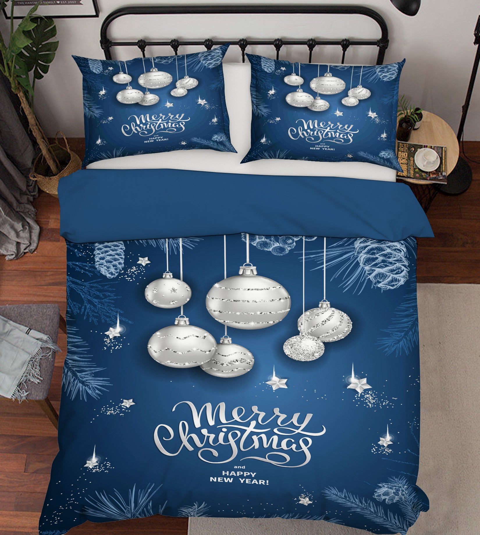 3D White Ball 52174 Christmas Quilt Duvet Cover Xmas Bed Pillowcases