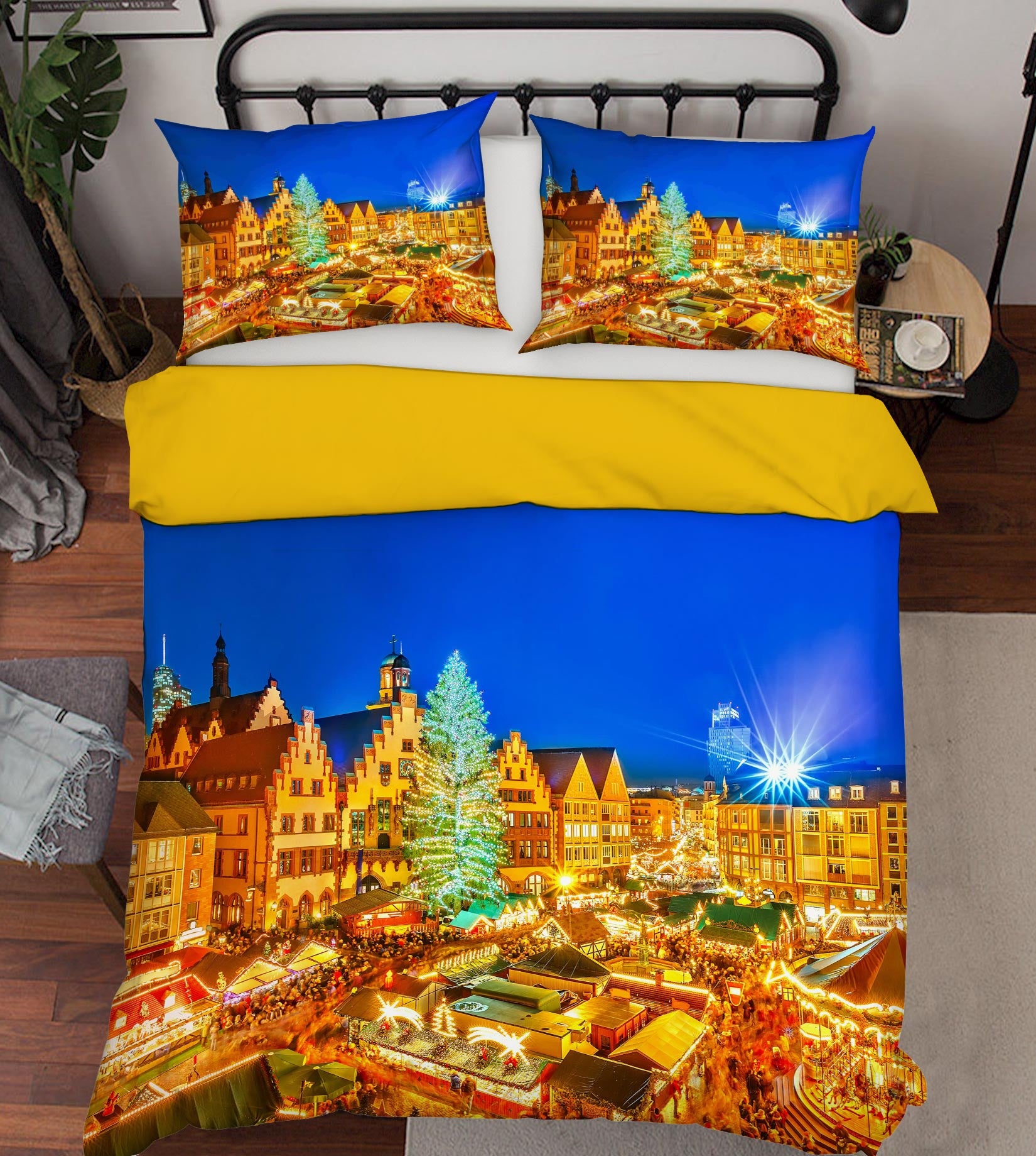 3D Golden House 52136 Christmas Quilt Duvet Cover Xmas Bed Pillowcases