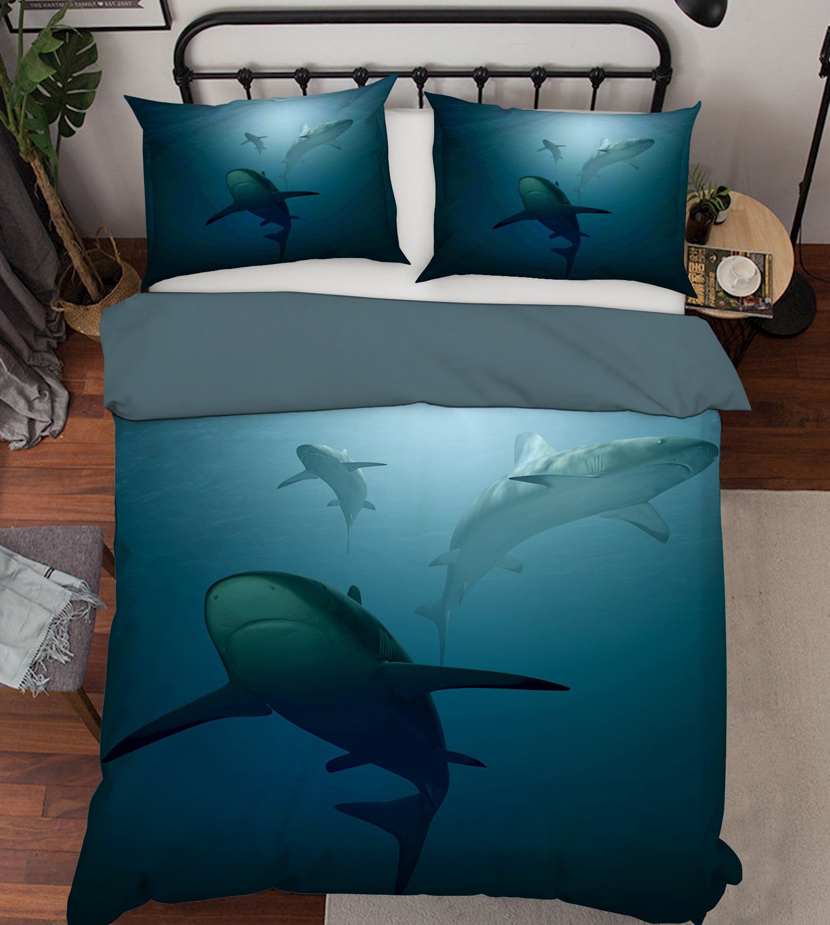 3D Deep Sea Shark 1953 Bed Pillowcases Quilt Quiet Covers AJ Creativity Home 