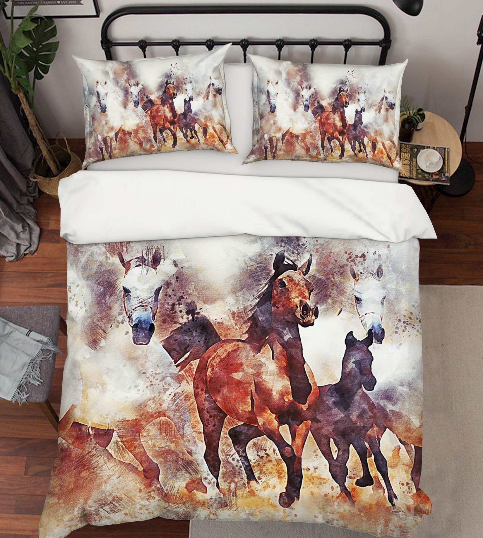 3D Horse Running 1965 Bed Pillowcases Quilt Quiet Covers AJ Creativity Home 