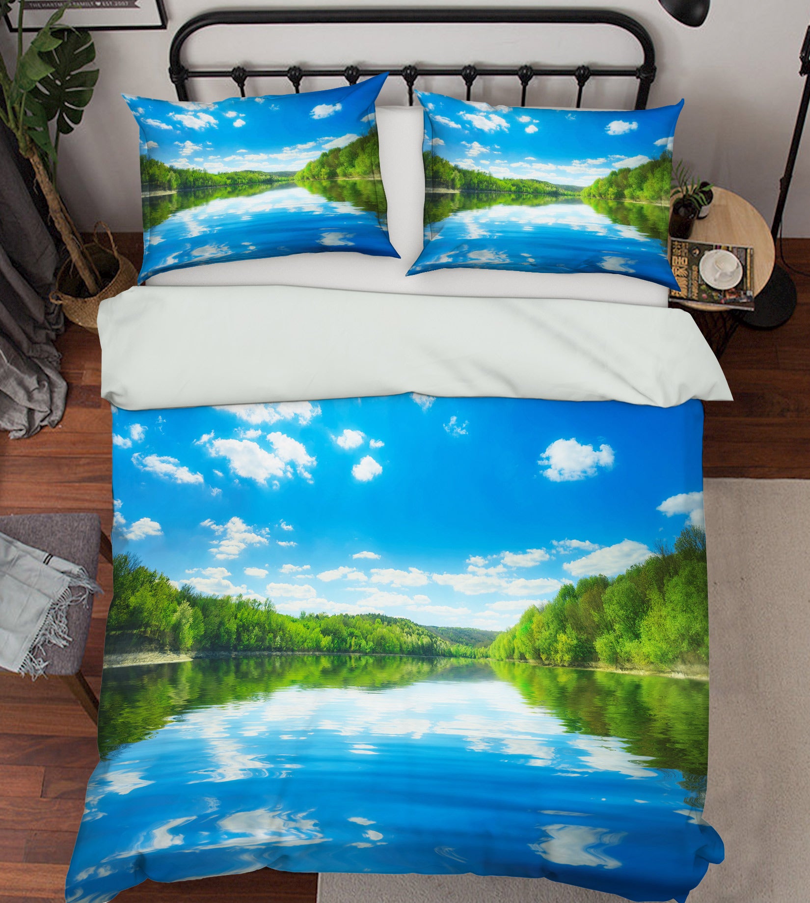 3D Sky Forest Reflection 67120 Bed Pillowcases Quilt