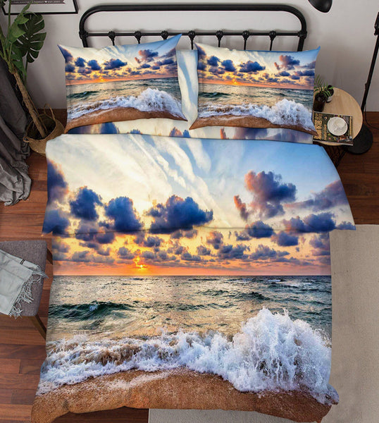 3D Sea Sunset Scenery 18 Bed Pillowcases Quilt | AJ Wallpaper