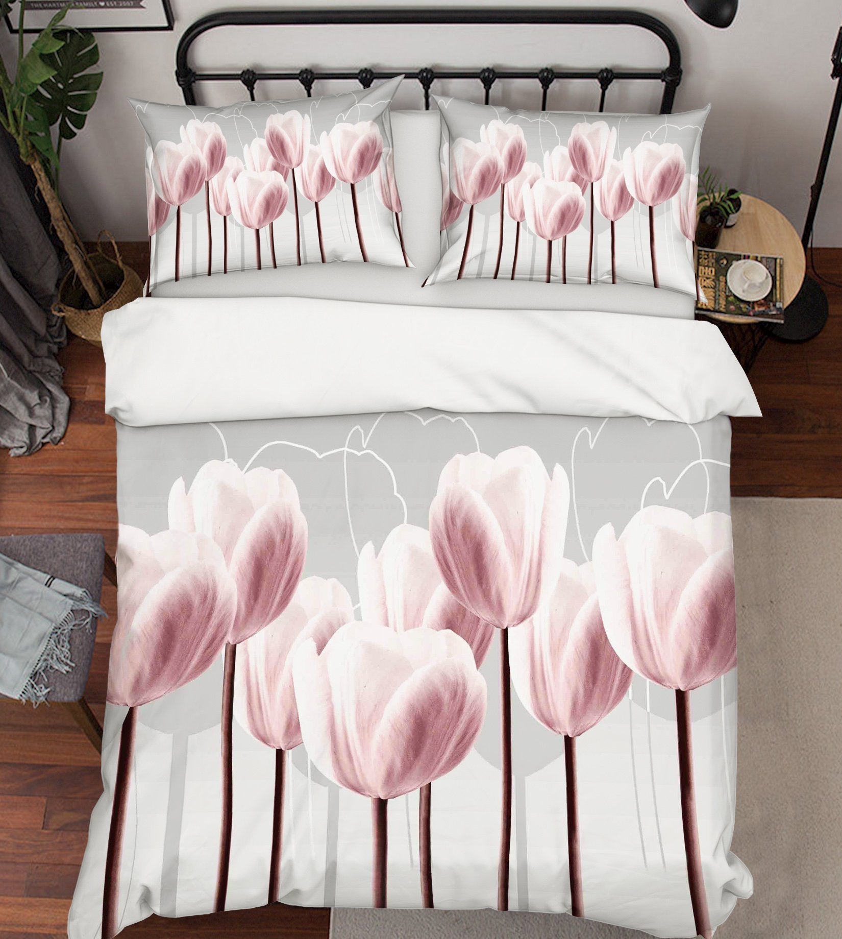 3D Pink Tulip 071 Bed Pillowcases Quilt Wallpaper AJ Wallpaper 