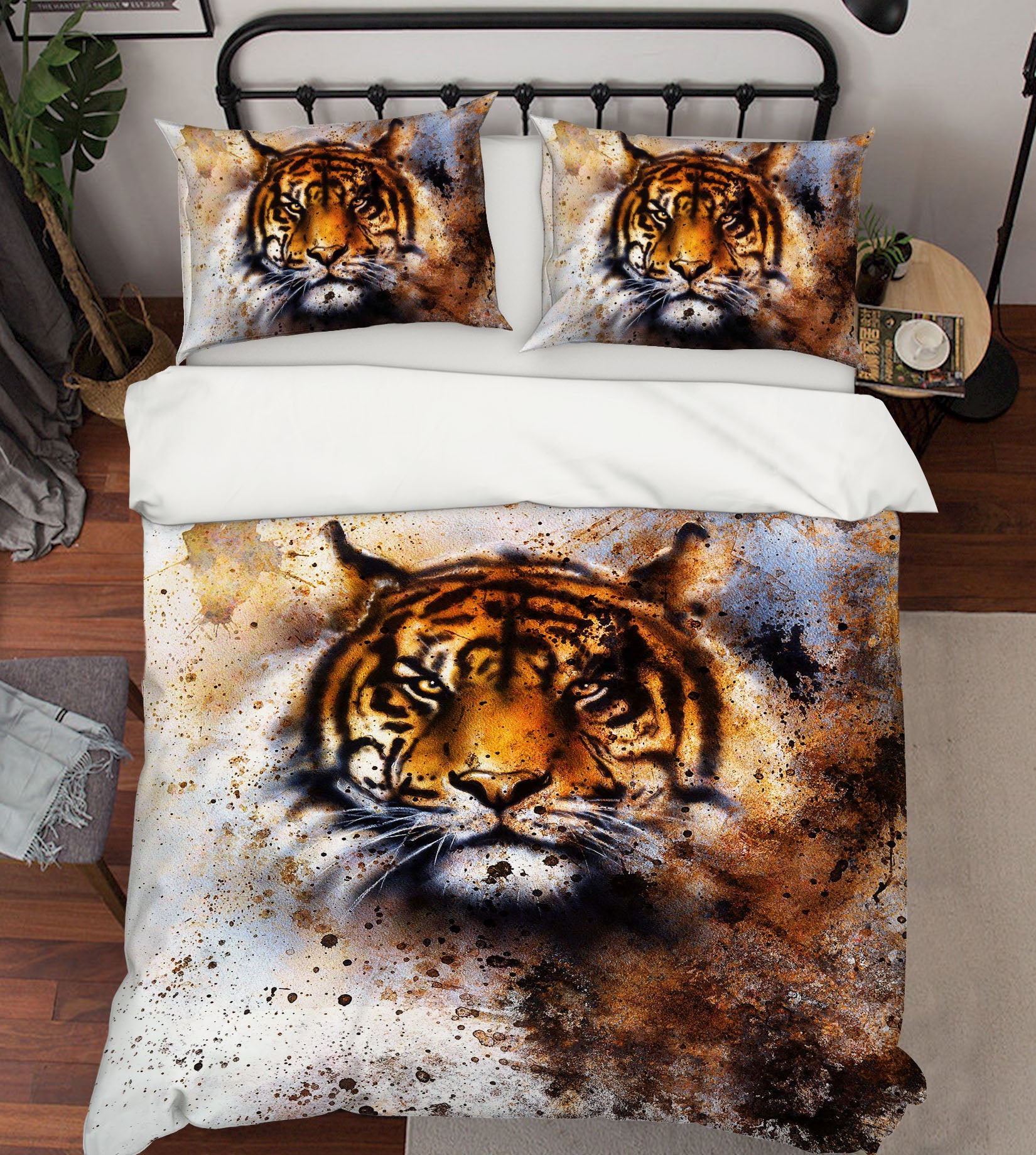 3D Tiger Head 115 Bed Pillowcases Quilt