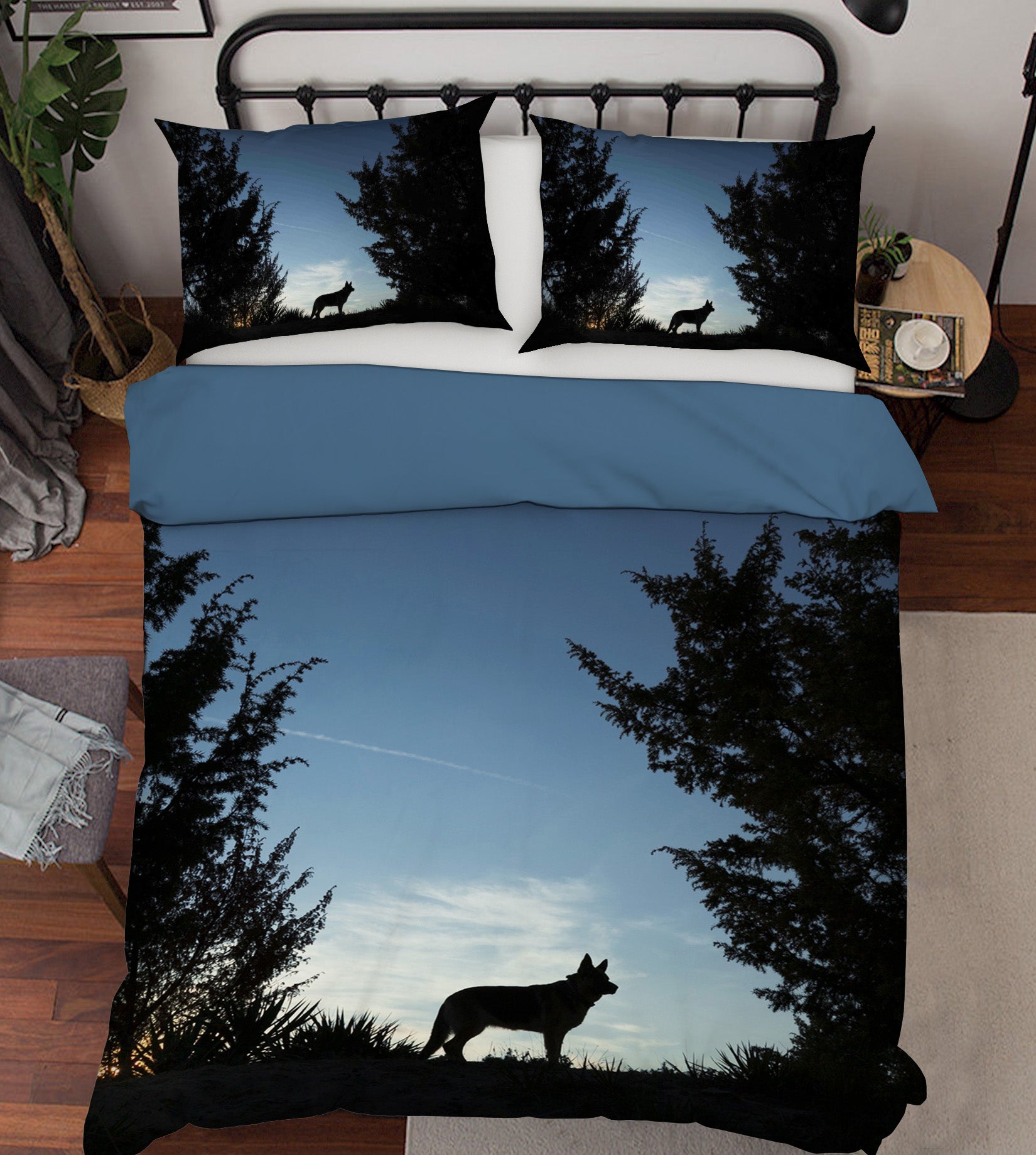 3D Forest Black Wolf 052 Bed Pillowcases Quilt