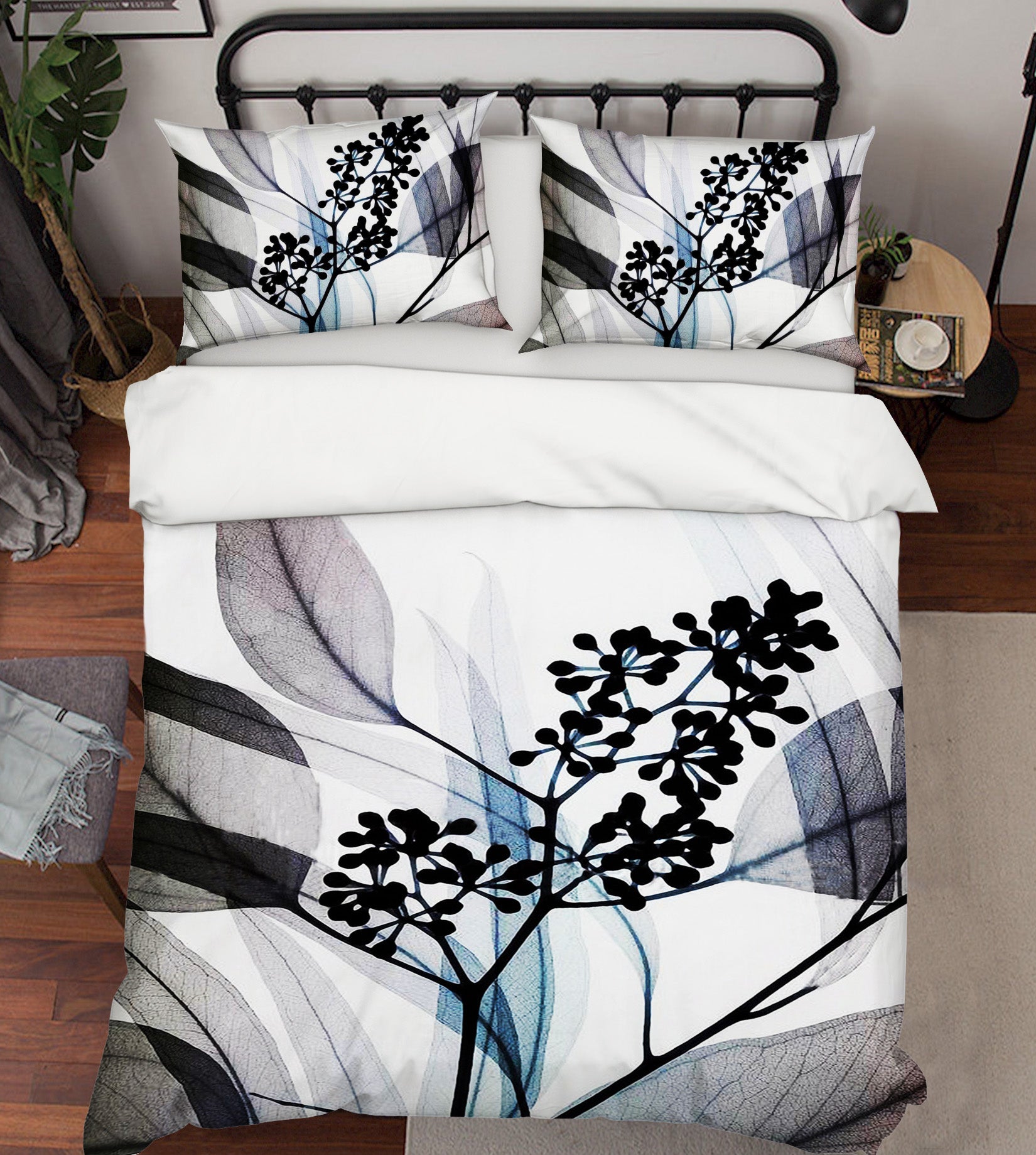 3D Black Leaves 084 Bed Pillowcases Quilt