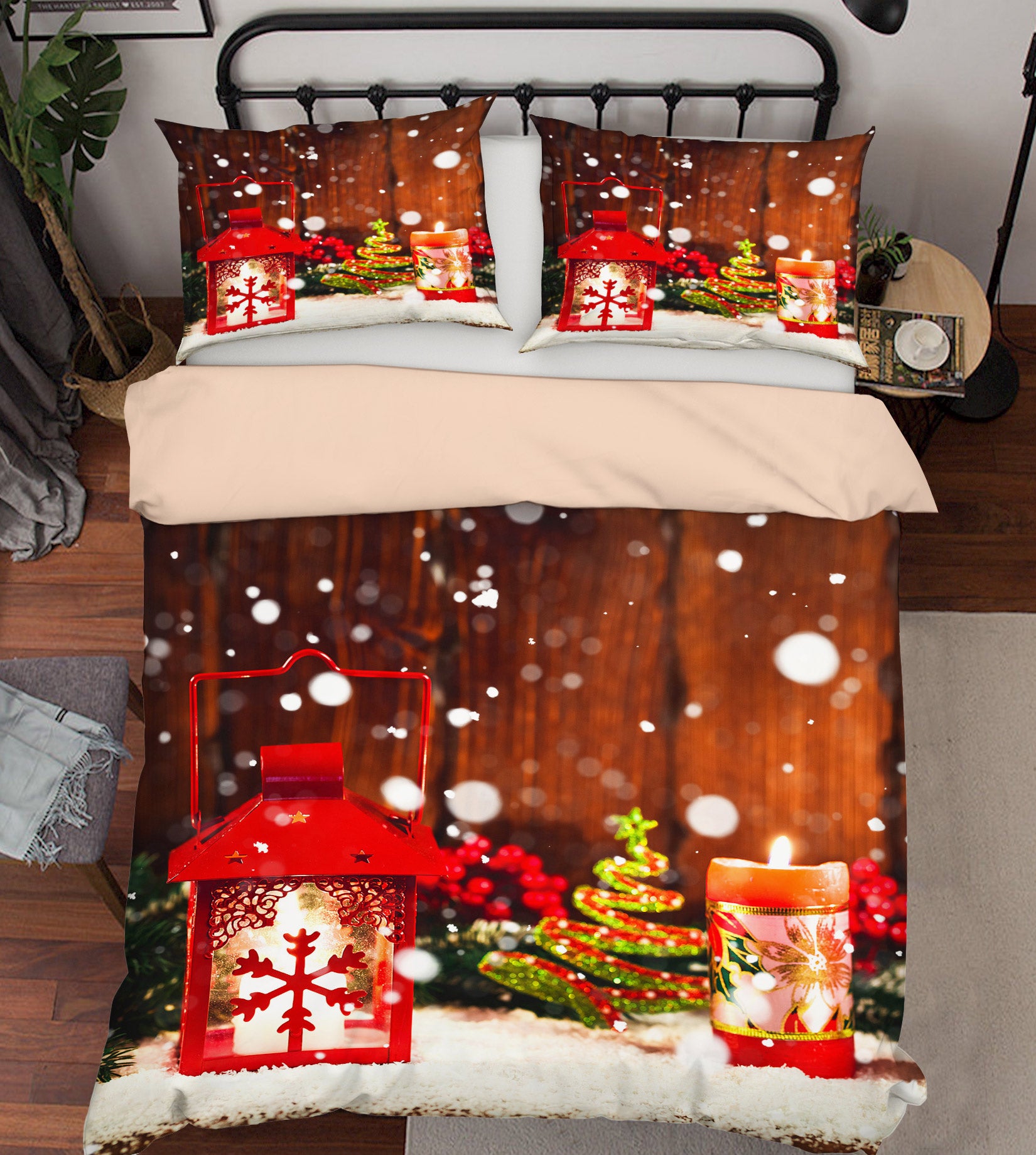 3D Snowflake Candle 52161 Christmas Quilt Duvet Cover Xmas Bed Pillowcases