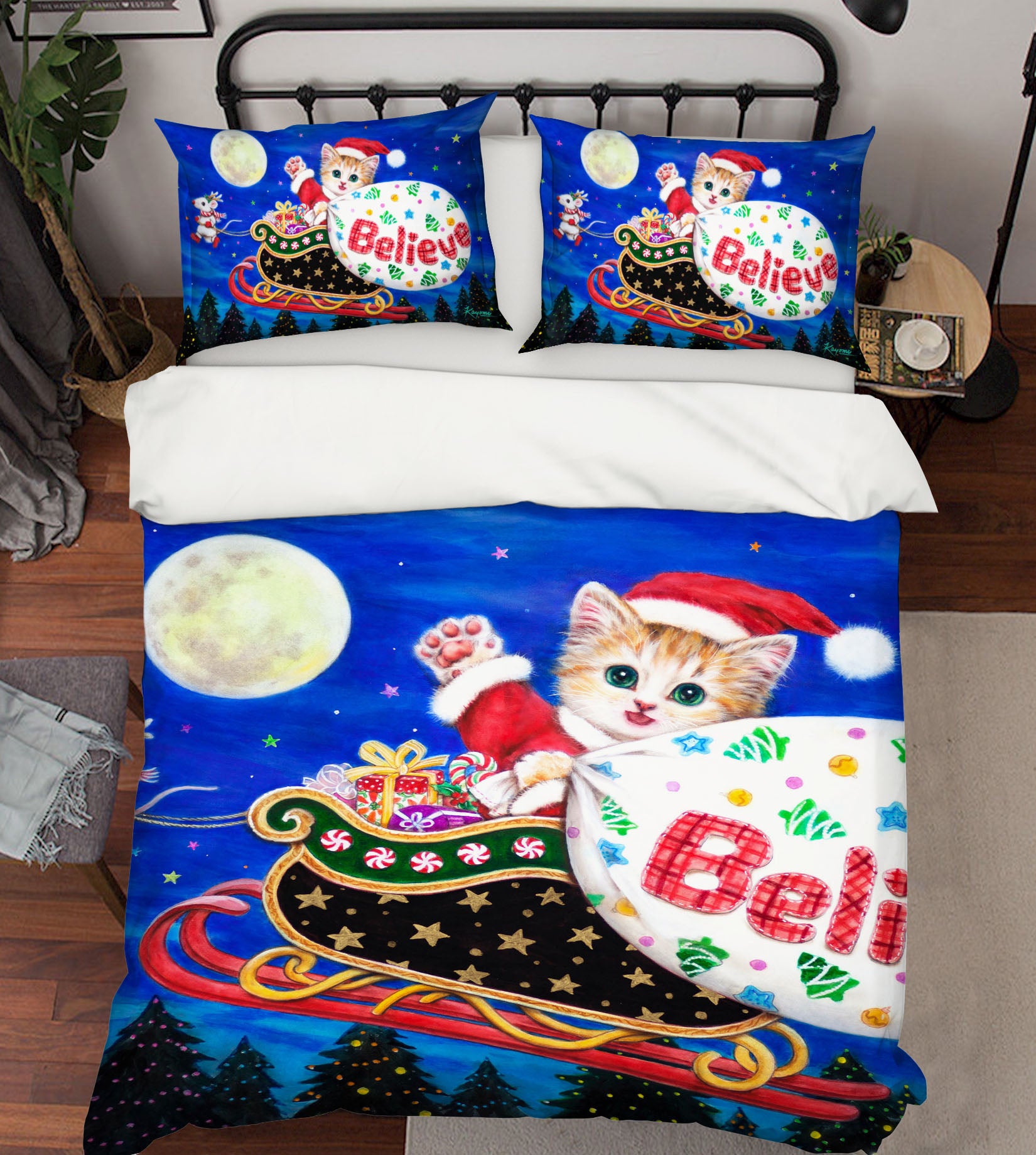 3D Christmas Cat 5815 Kayomi Harai Bedding Bed Pillowcases Quilt Cover Duvet Cover